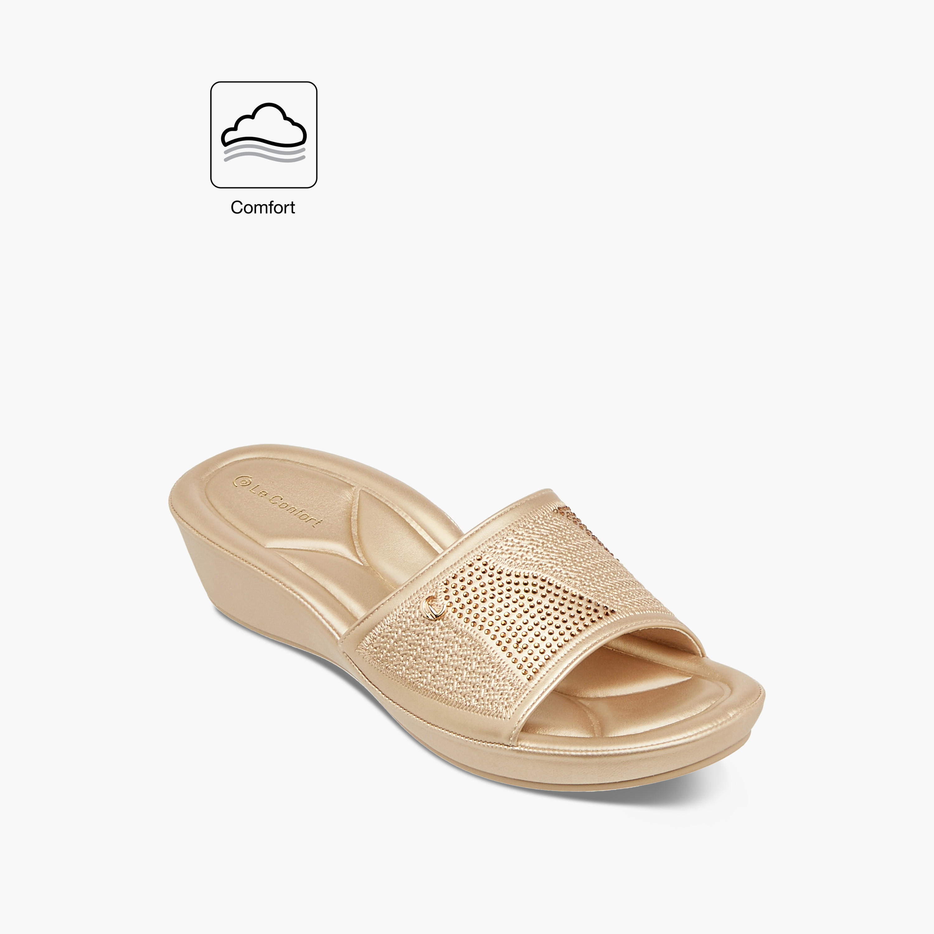 صندل مريح سهل الارتداء مزين بكعب ويدج من لو كونفورت-women-shoes-sandals-heeled-image-2