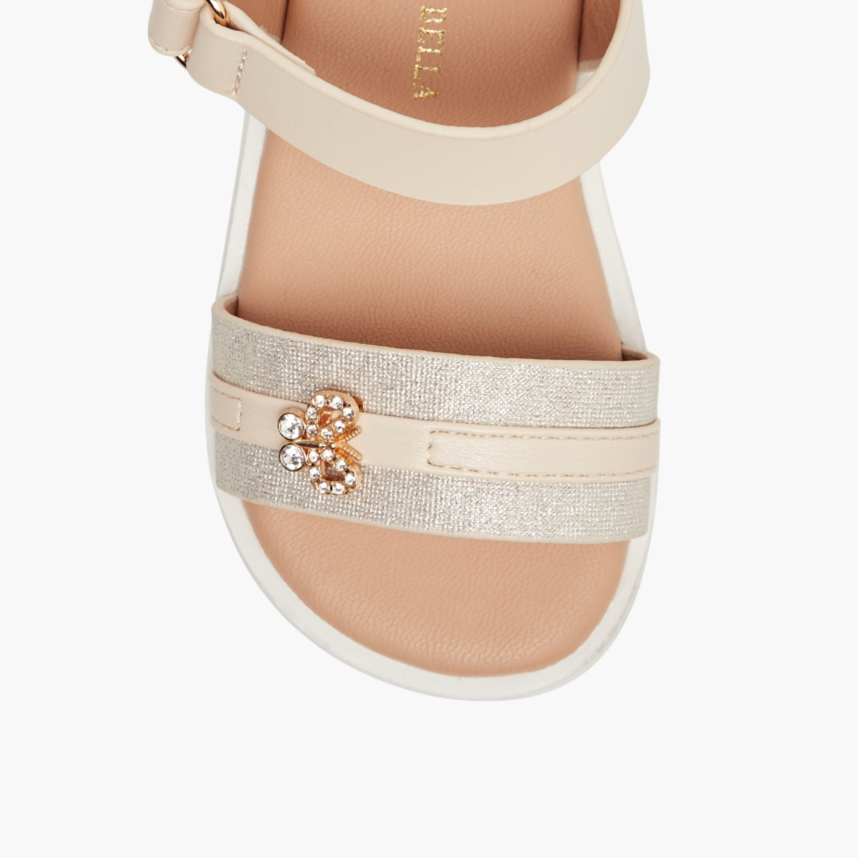 Flora Bella Butterfly Embellished Strap Sandals with Hook and Loop Closure-girls-shoes-sandals-image-3