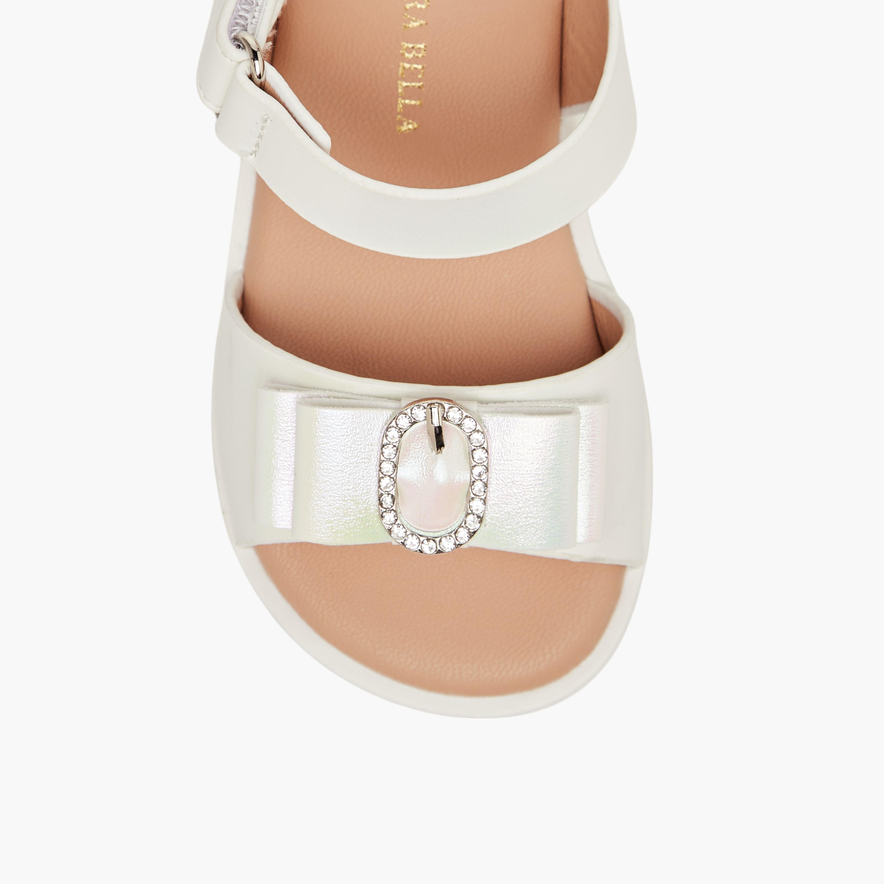 صندل بحزام مزين وشريط إغلاق لاصق من فلورا بيلا-girls-shoes-sandals-image-3