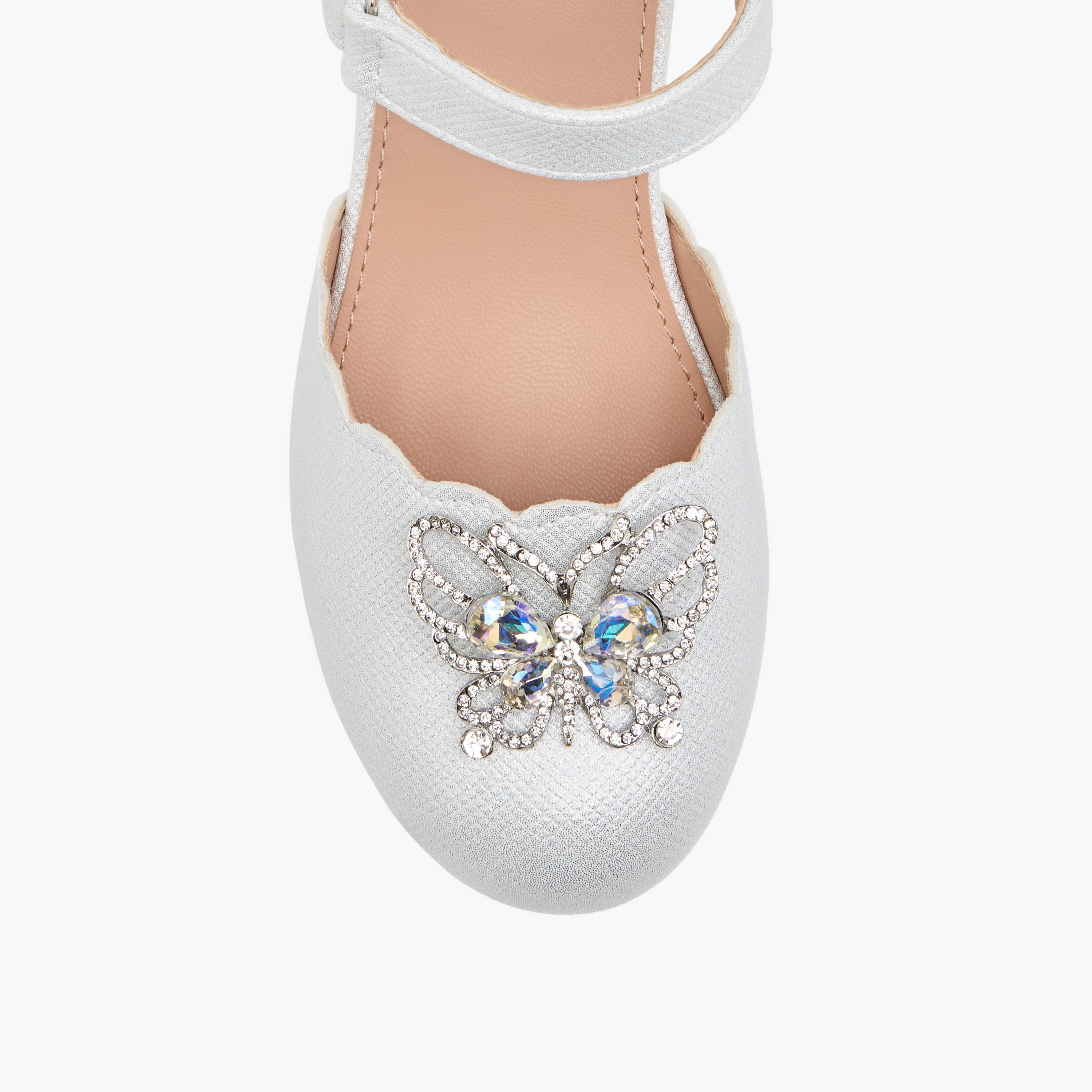 Flora Bella Embellished Block Heel Shoes with Hook and Loop Closure-girls-shoes-sandals-image-4