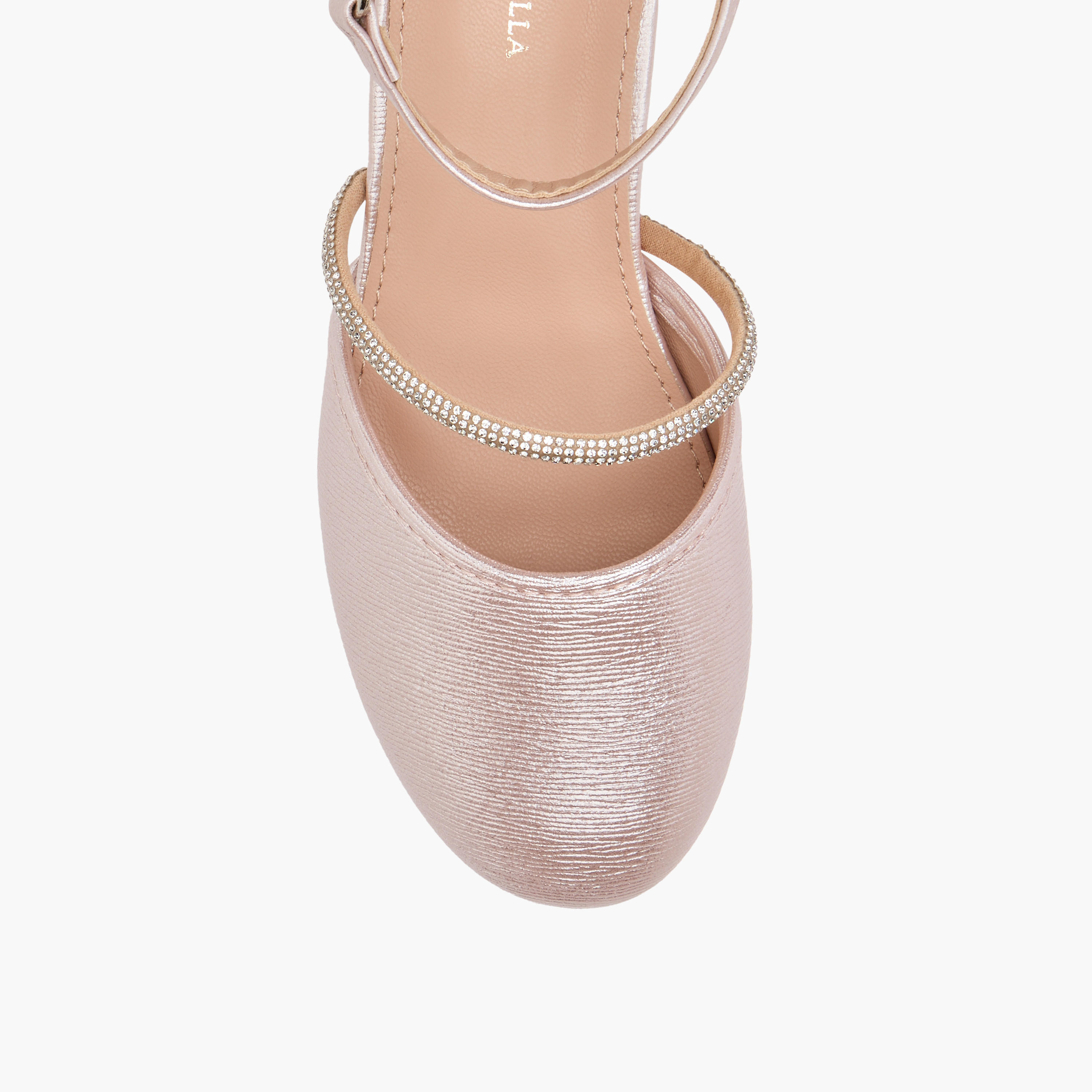 Flora Bella Embellished Block Heel Shoes with Hook and Loop Closure-girls-shoes-sandals-image-4