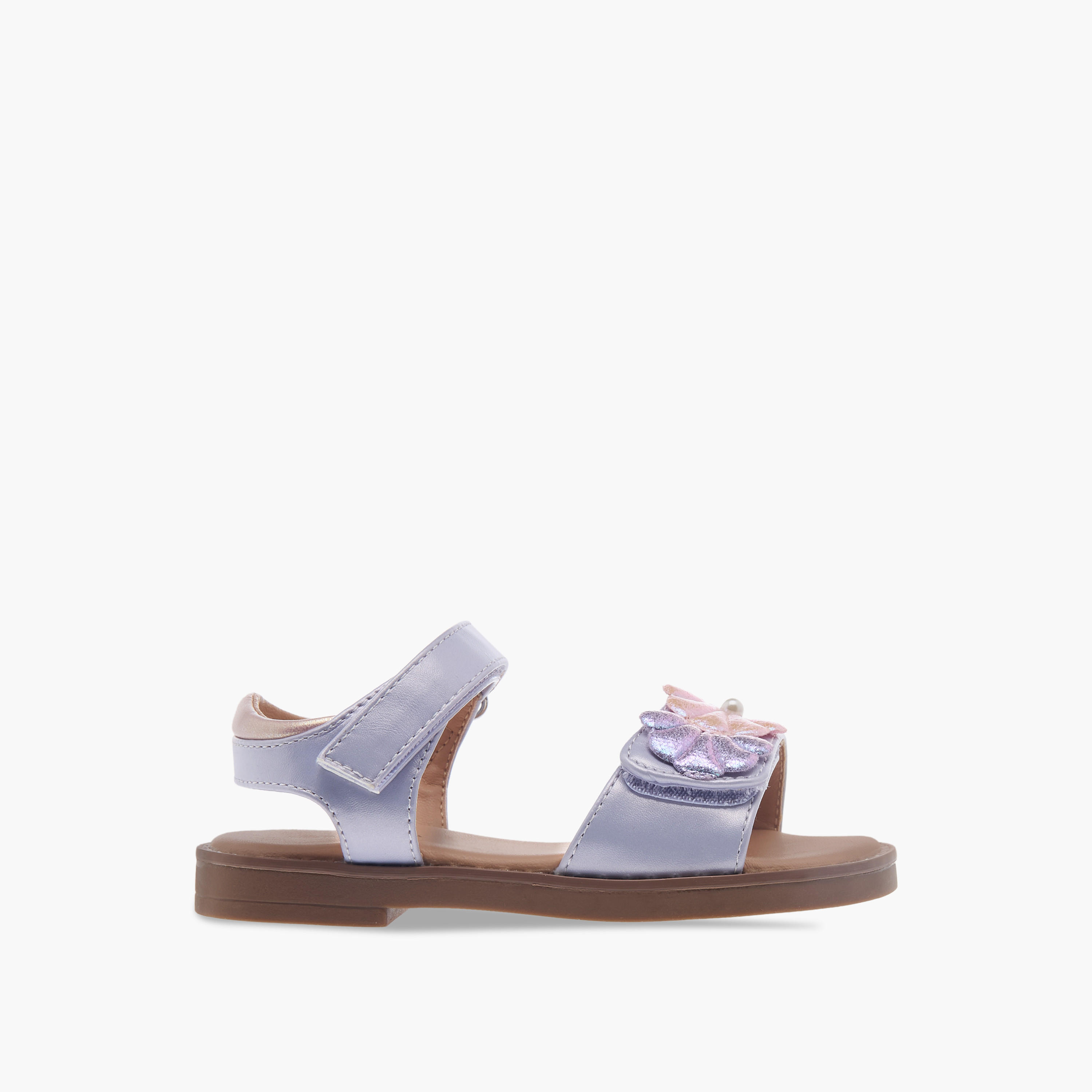Flora Bella Seashell Applique Sandals with Hook and Loop Closure-girls-shoes-sandals-image-2