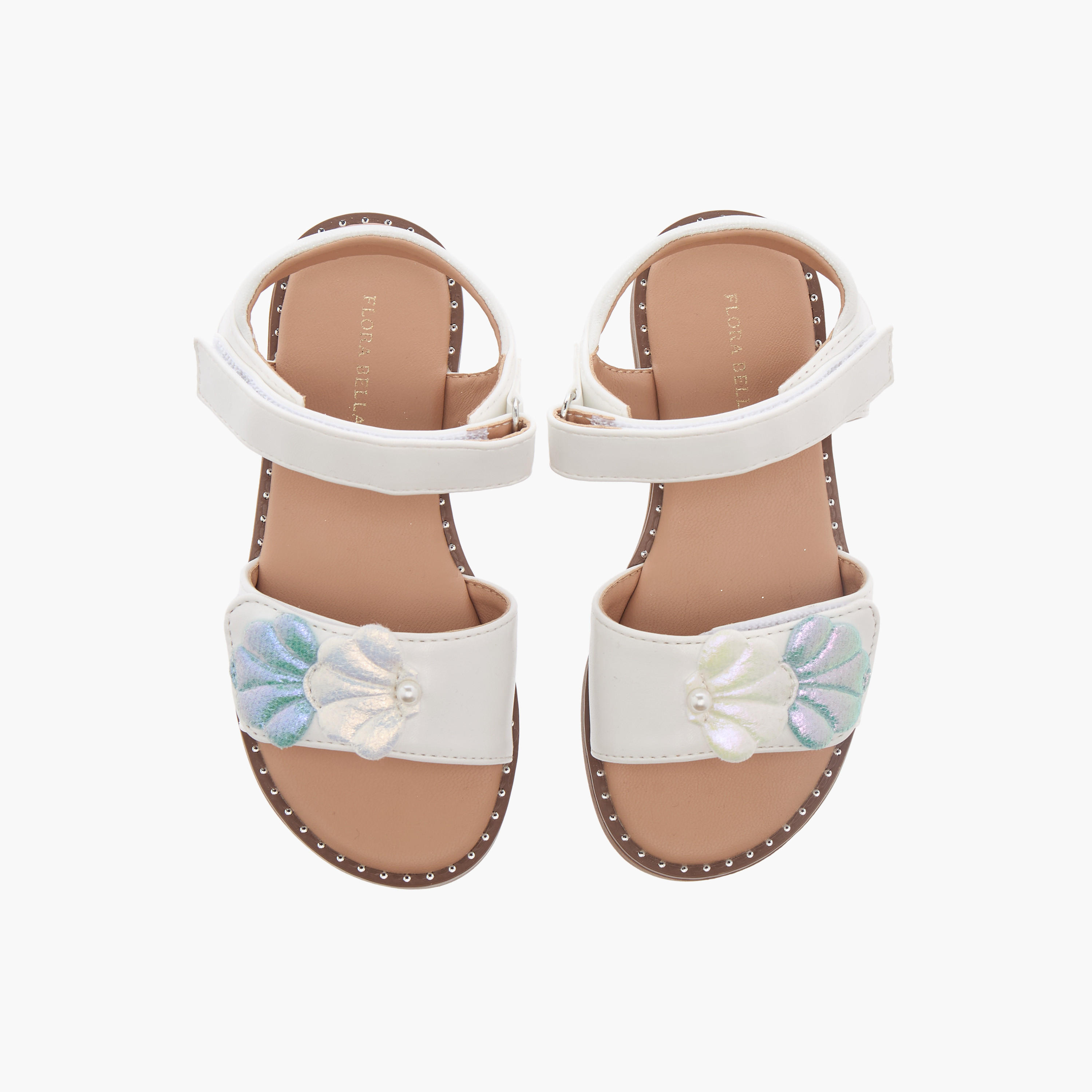 صندل بزينة صدفة وشريط إغلاق لاصق من فلورا بيلا-girls-shoes-sandals-image-1