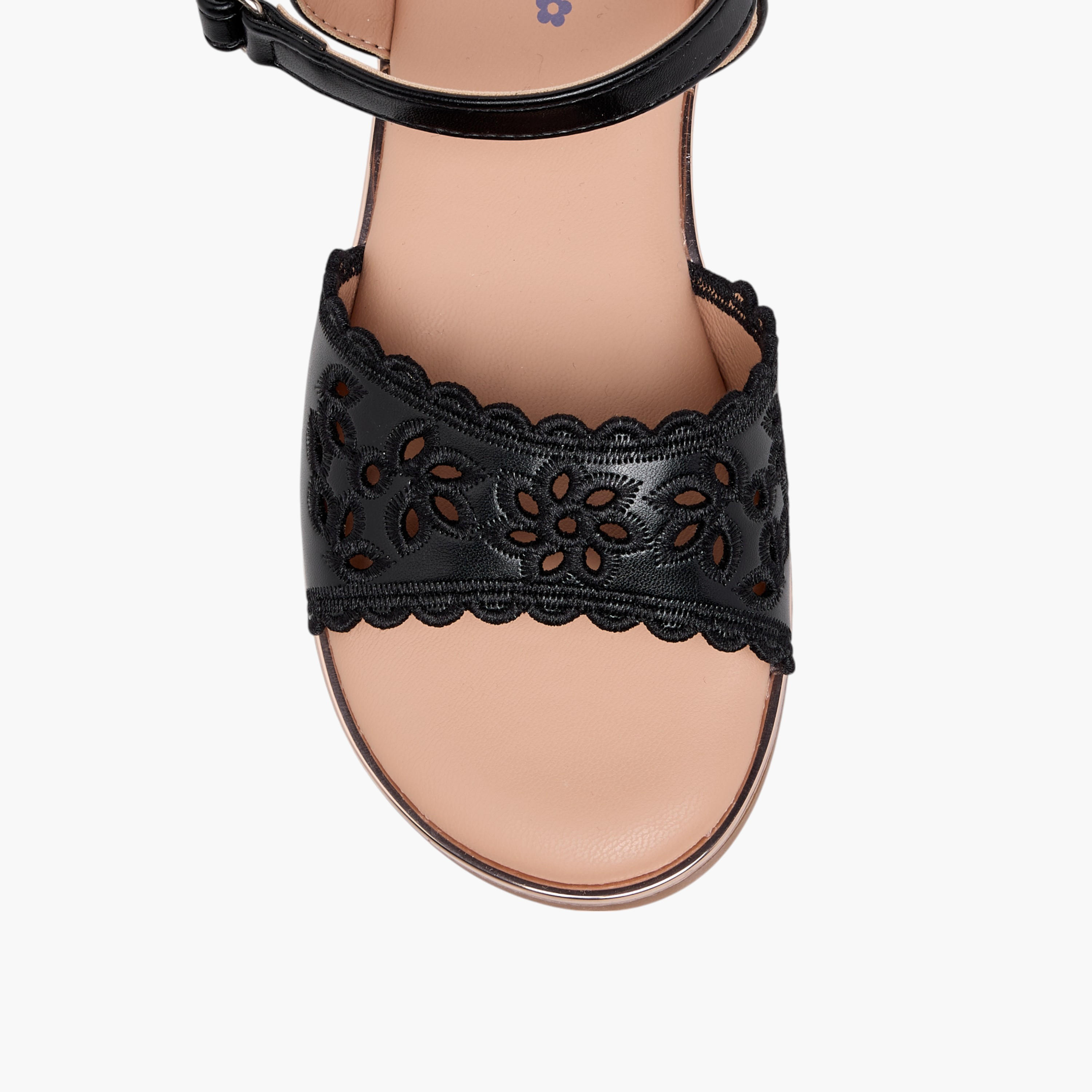 Little Missy Cutout Detail Sandals with Hook and Loop Closure-girls-shoes-sandals-image-3