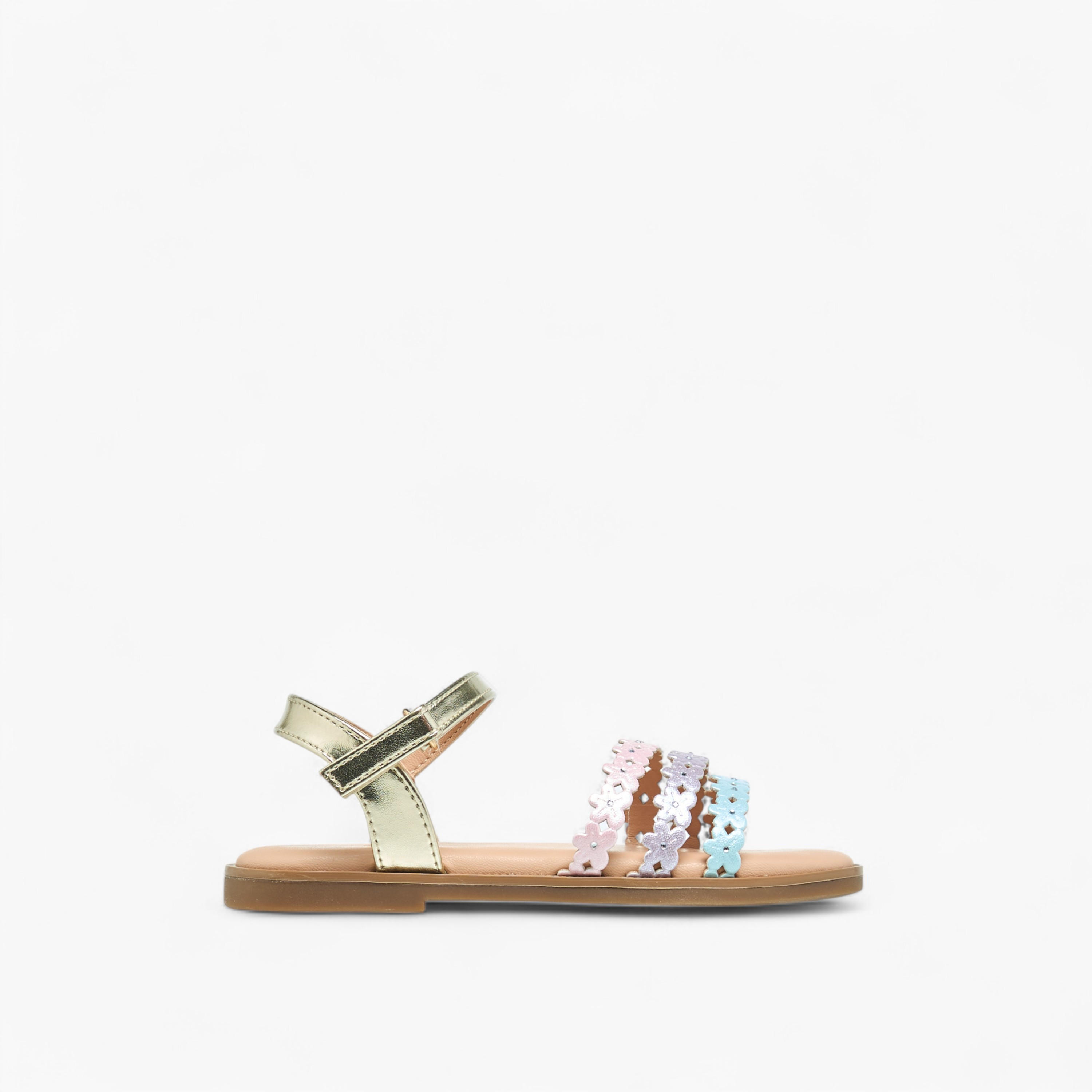 صندل بحزام وأزهار وشريط إغلاق من فلورا بيلا-girls-shoes-sandals-image-2