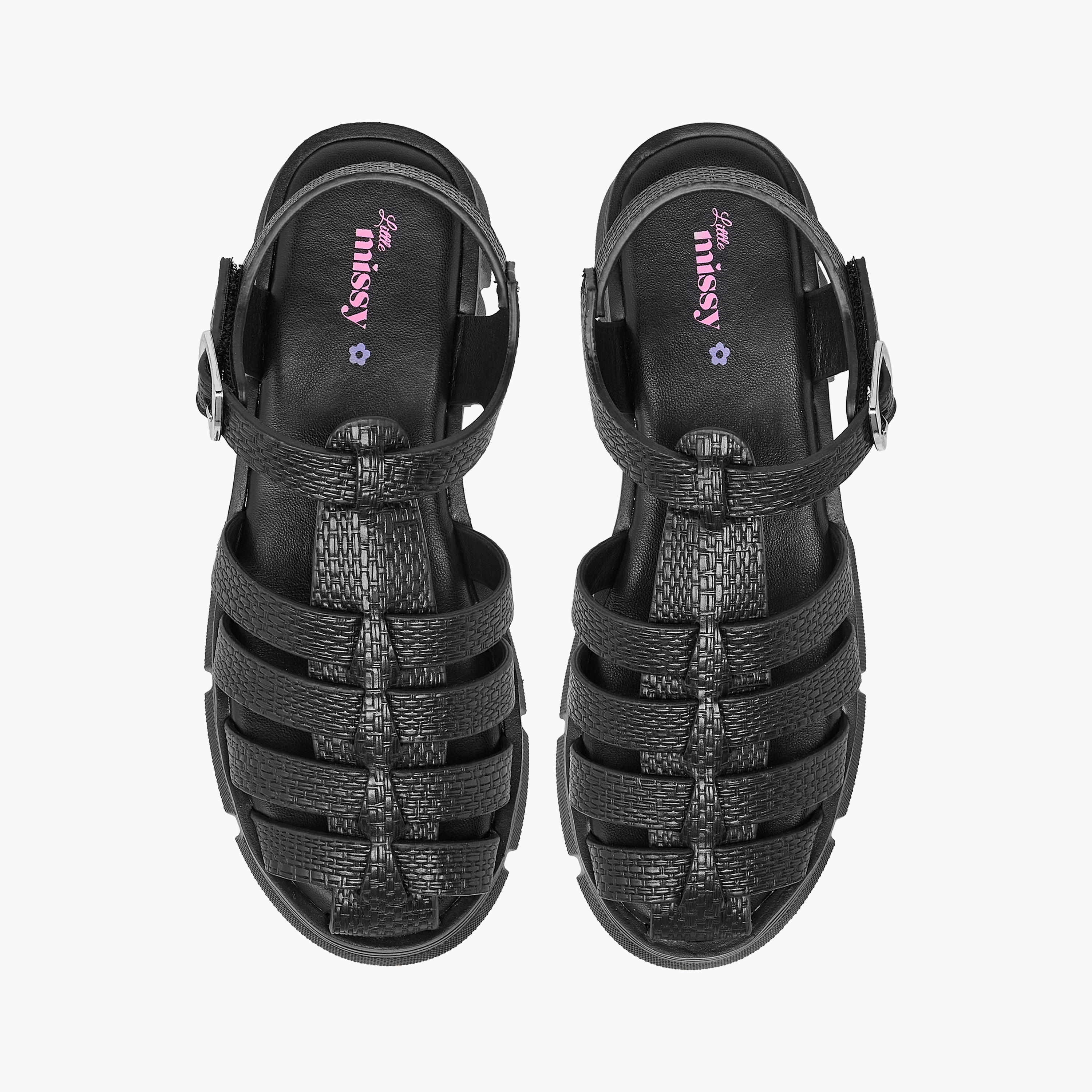 Little Missy Strappy Flatform Sandals with Hook and Loop Closure-girls-shoes-sandals-image-1