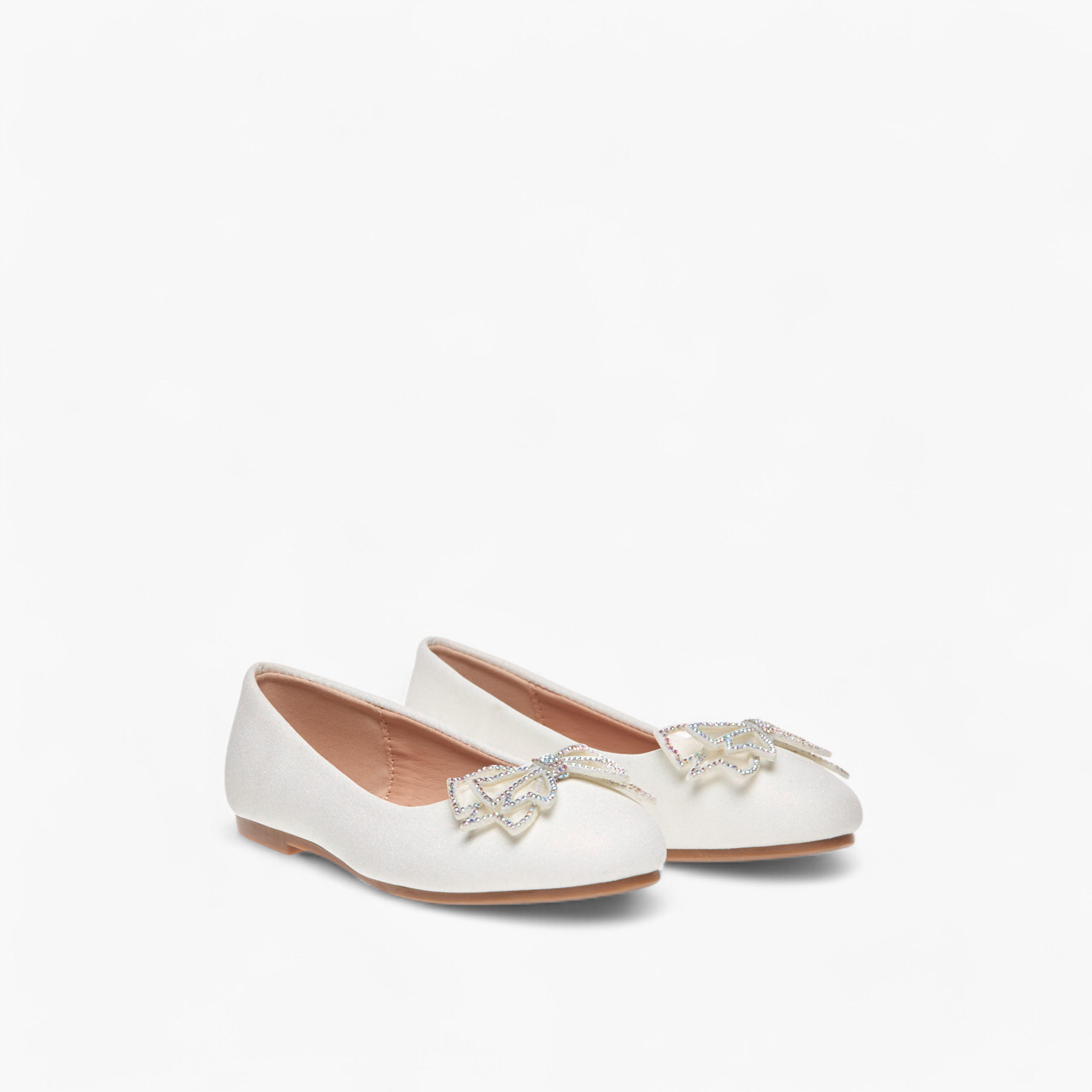 Flora Bella Bow Embellished Slip-On Ballerina Shoes-girls-shoes-ballerinas-image-1