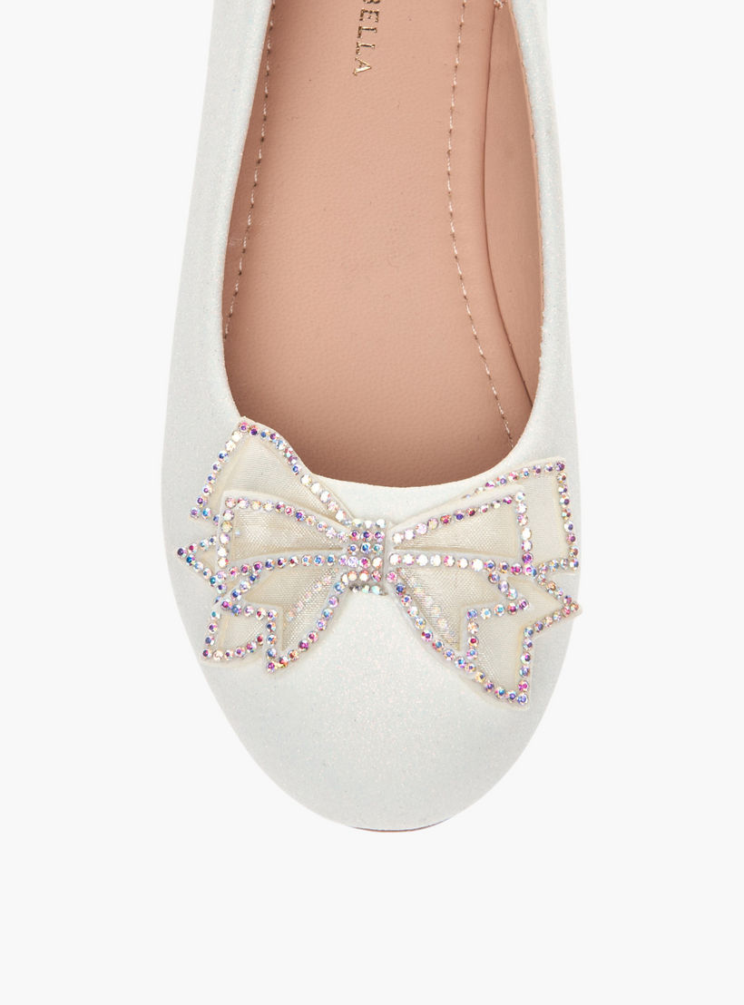 Flora Bella Bow Embellished Slip-On Ballerina Shoes-girls-shoes-ballerinas-image-4