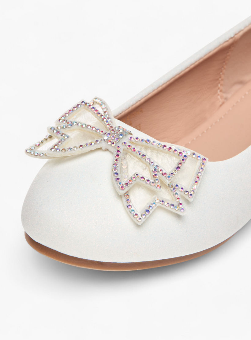 Flora Bella Bow Embellished Slip-On Ballerina Shoes-girls-shoes-ballerinas-image-5