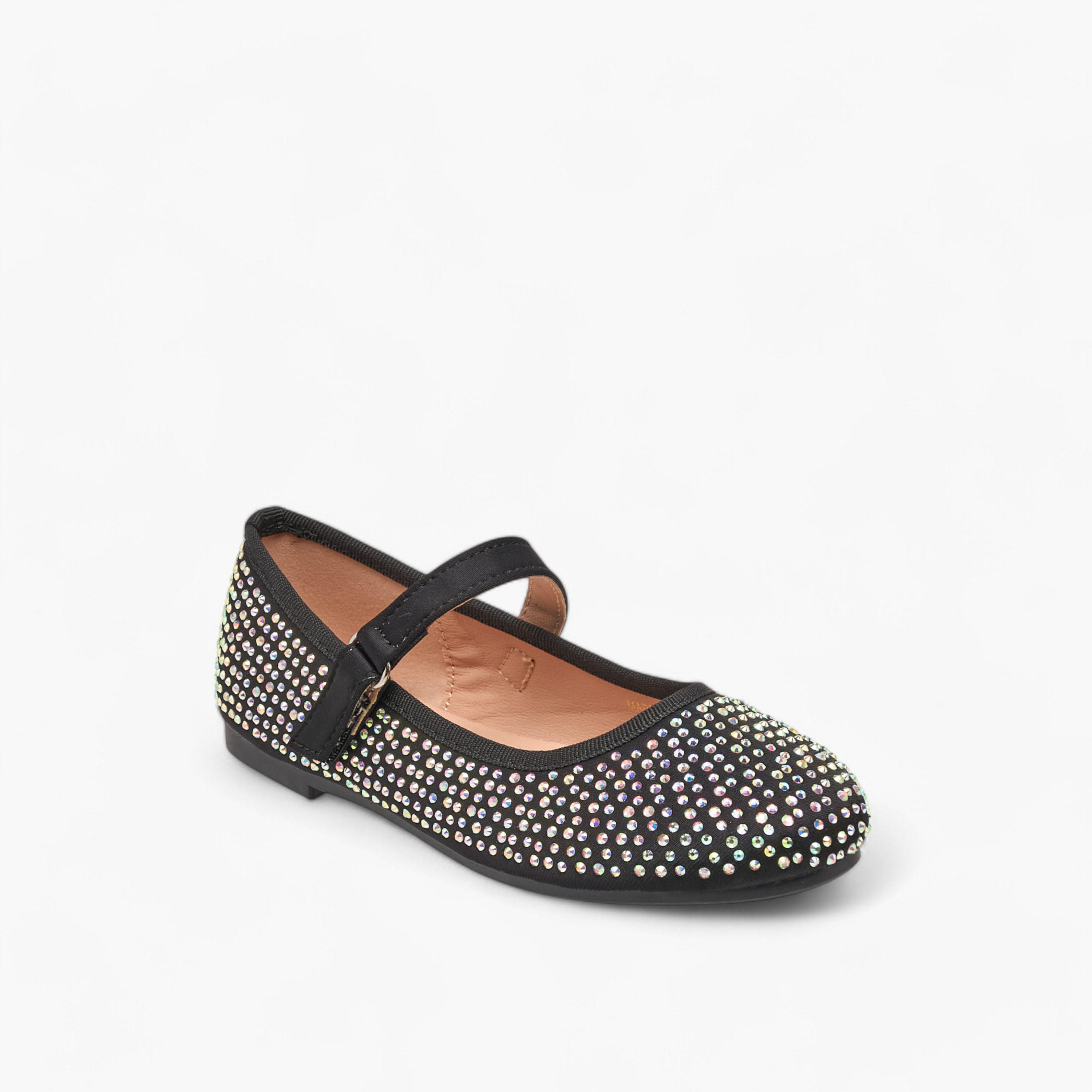 Flora Bella Stone Embellished Ballerina Shoes with Hook and Loop Closure-girls-shoes-ballerinas-image-2