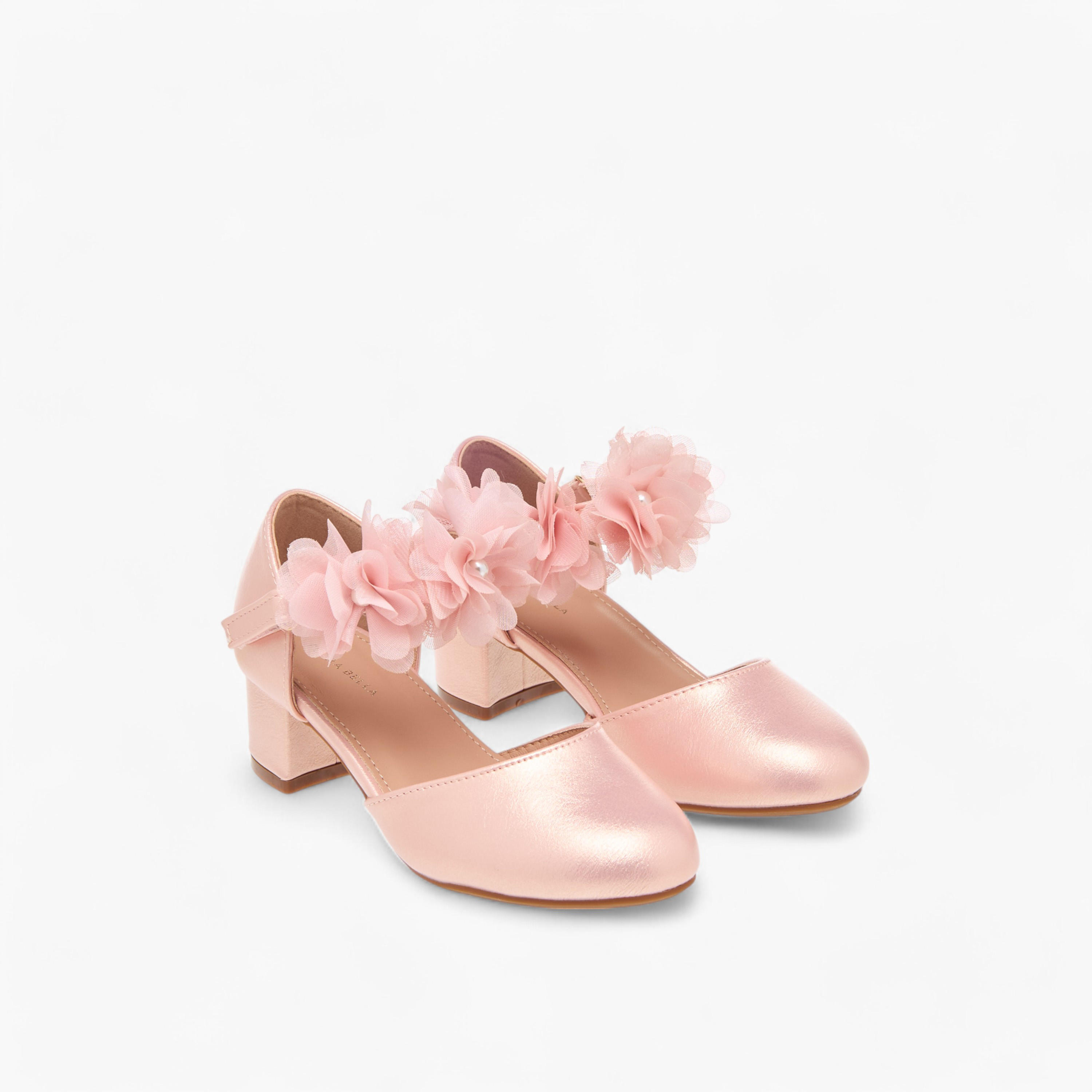 Flora Bella Block Heel Ballerina with Hook and Loop Closure-girls-shoes-sandals-image-1