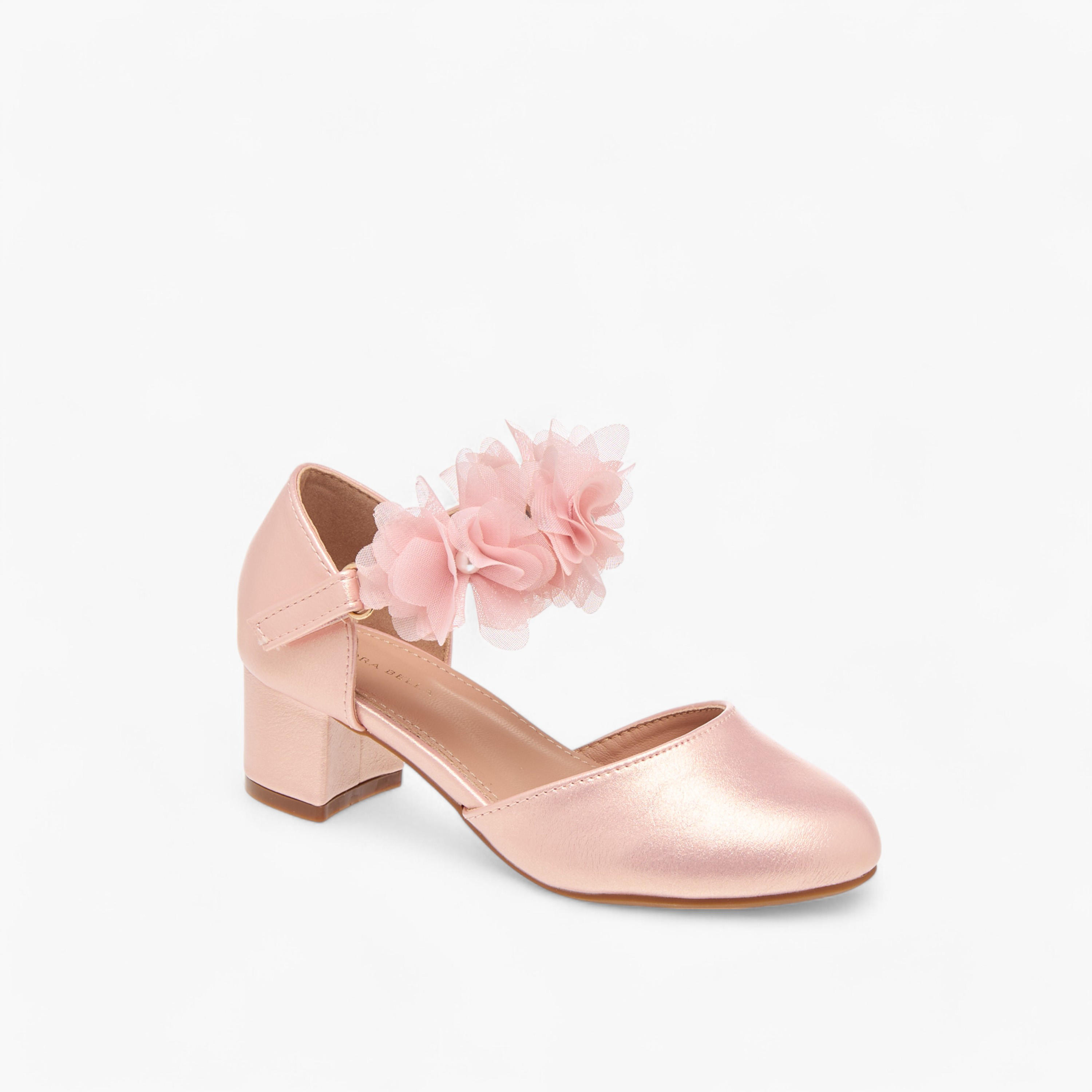 Flora Bella Block Heel Ballerina with Hook and Loop Closure-girls-shoes-sandals-image-2