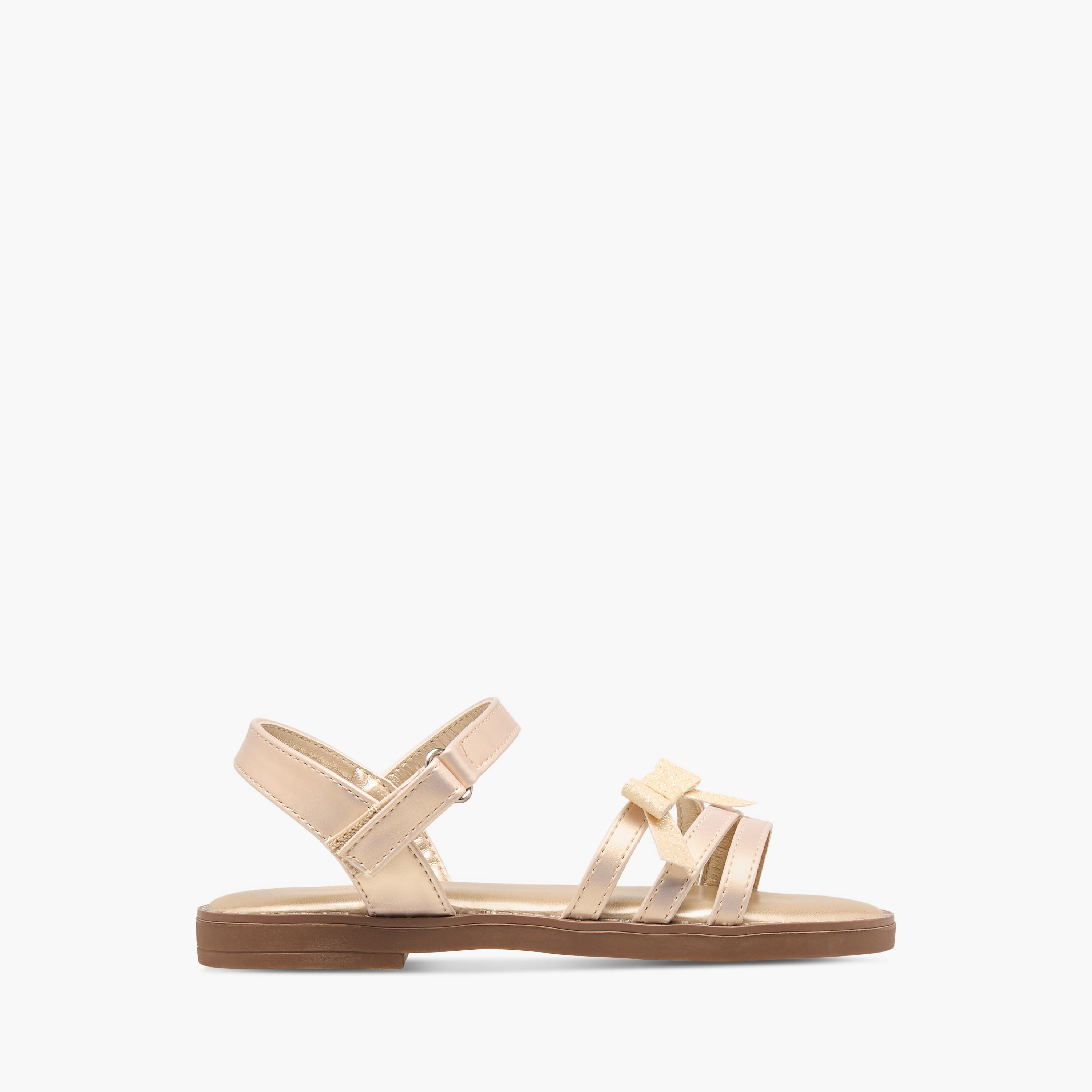 Flora Bella Embellished Bow Accent Strap Sandals with Hook and Loop Closure-girls-shoes-sandals-image-2