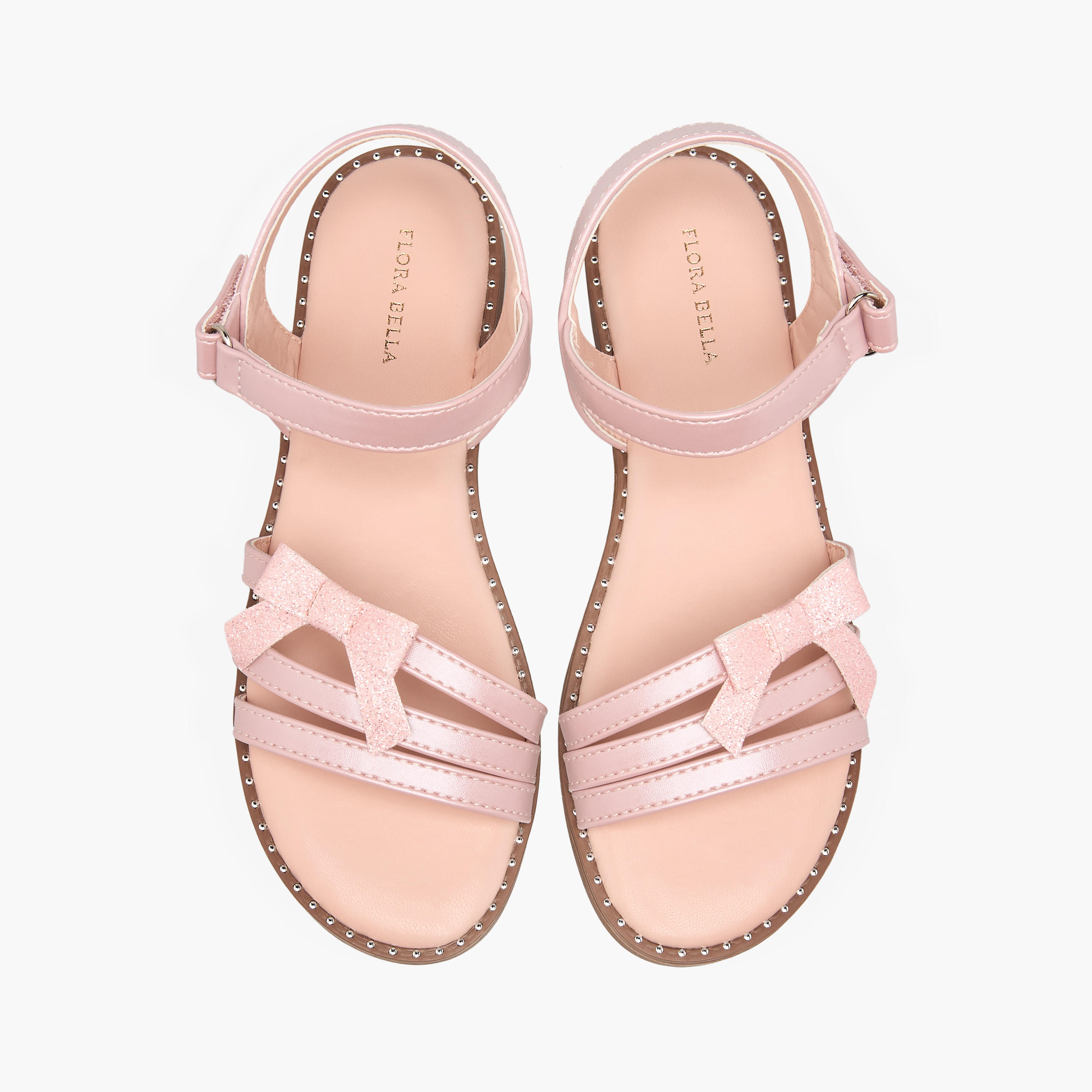 صندل بحزام مزين بفيونكة مع شريط إغلاق لاصق من فلورا بيلا-girls-shoes-sandals-image-1
