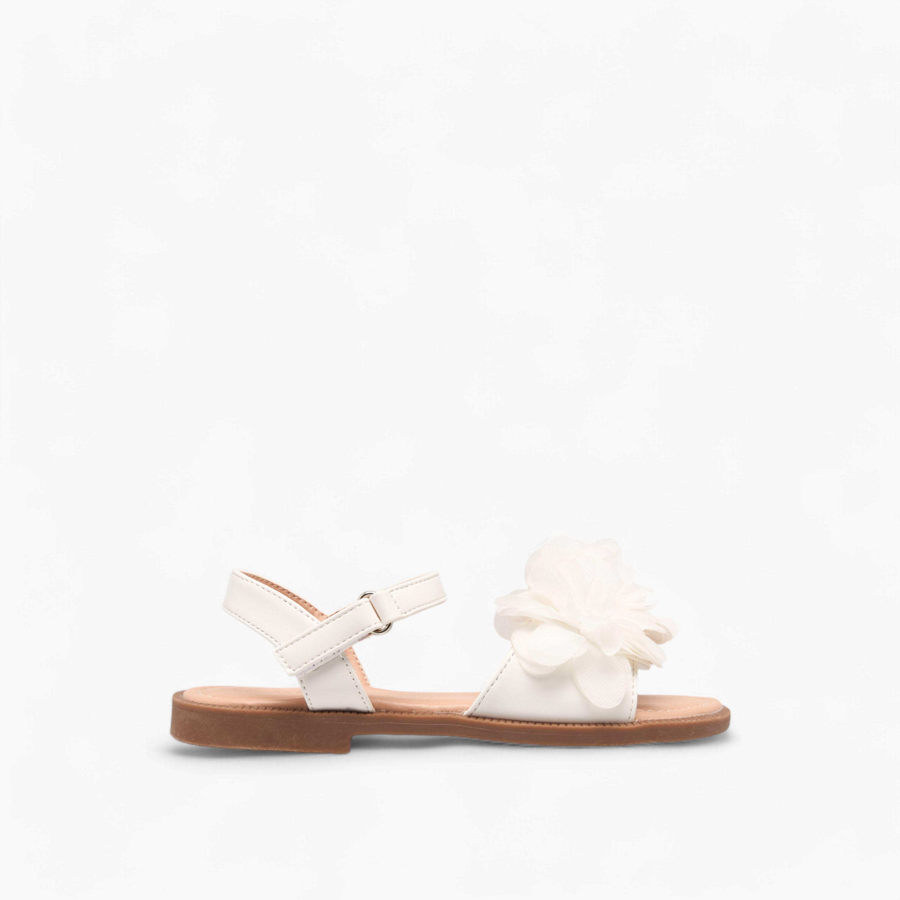 Flora Bella Floral Accent Strap Sandals with Hook and Loop Closure-girls-shoes-sandals-image-2