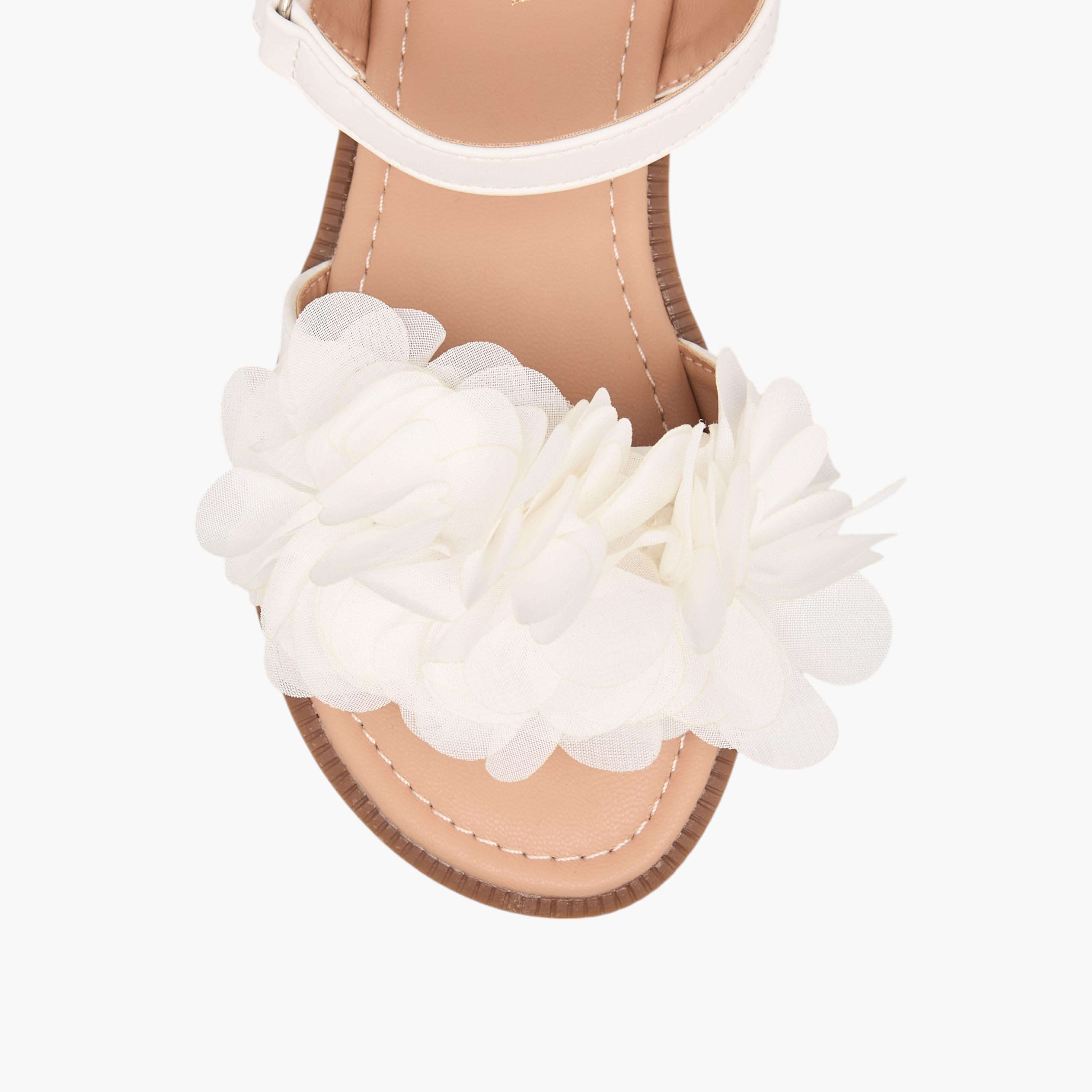 Flora Bella Floral Accent Strap Sandals with Hook and Loop Closure-girls-shoes-sandals-image-3