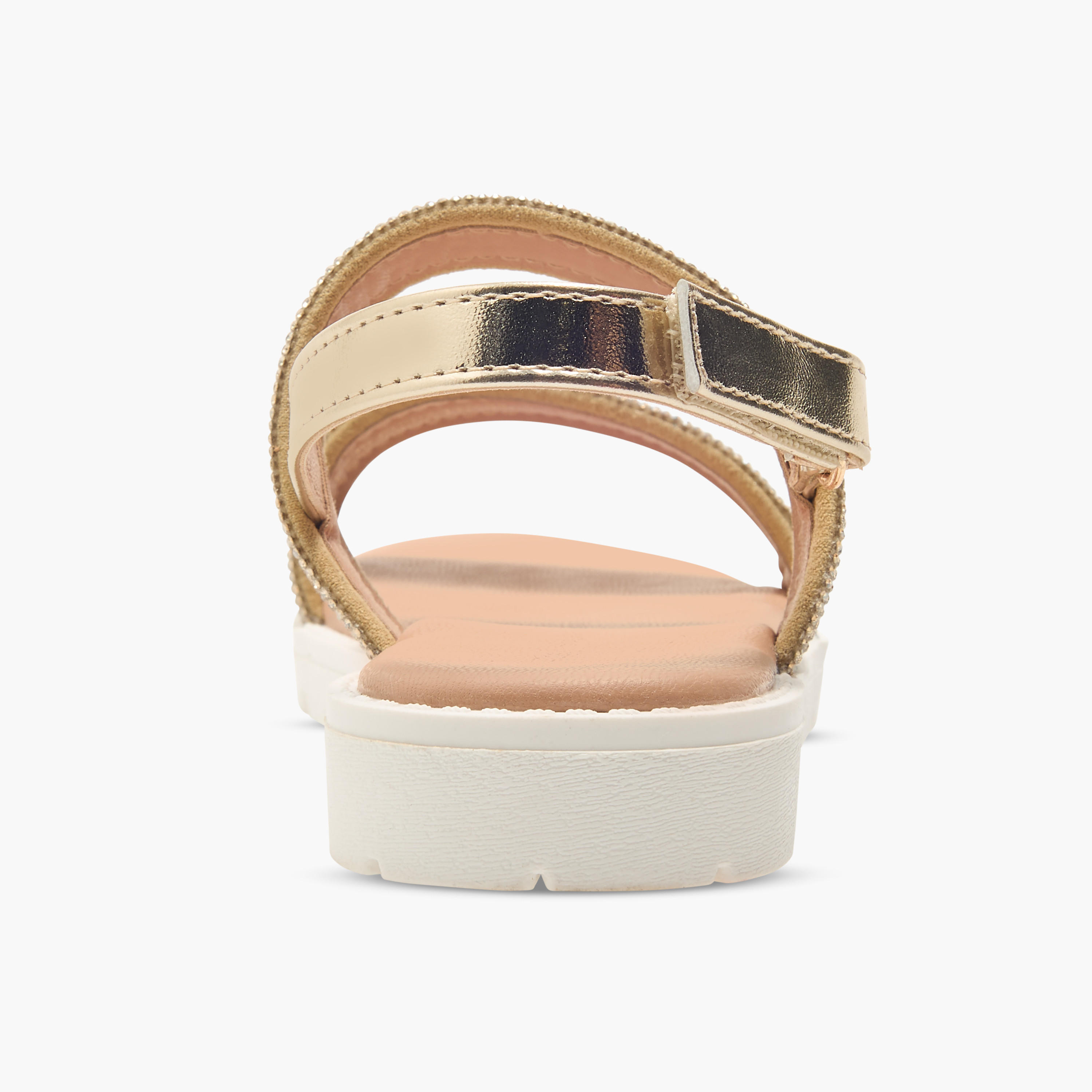 Flora Bella Embellished Strap Sandals with Hook and Loop Closure-girls-shoes-sandals-image-4