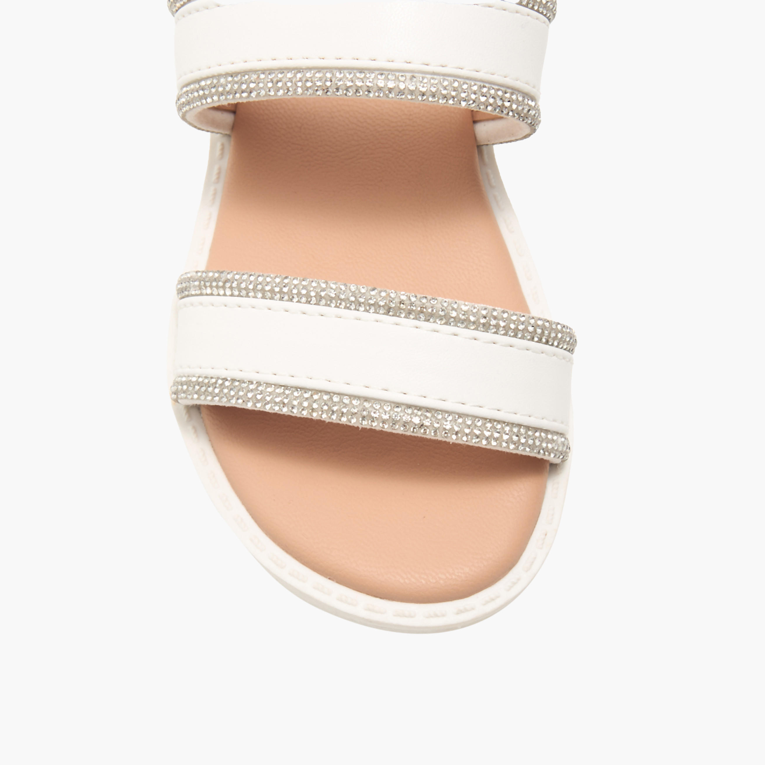Flora Bella Embellished Strap Sandals with Hook and Loop Closure-girls-shoes-sandals-image-2