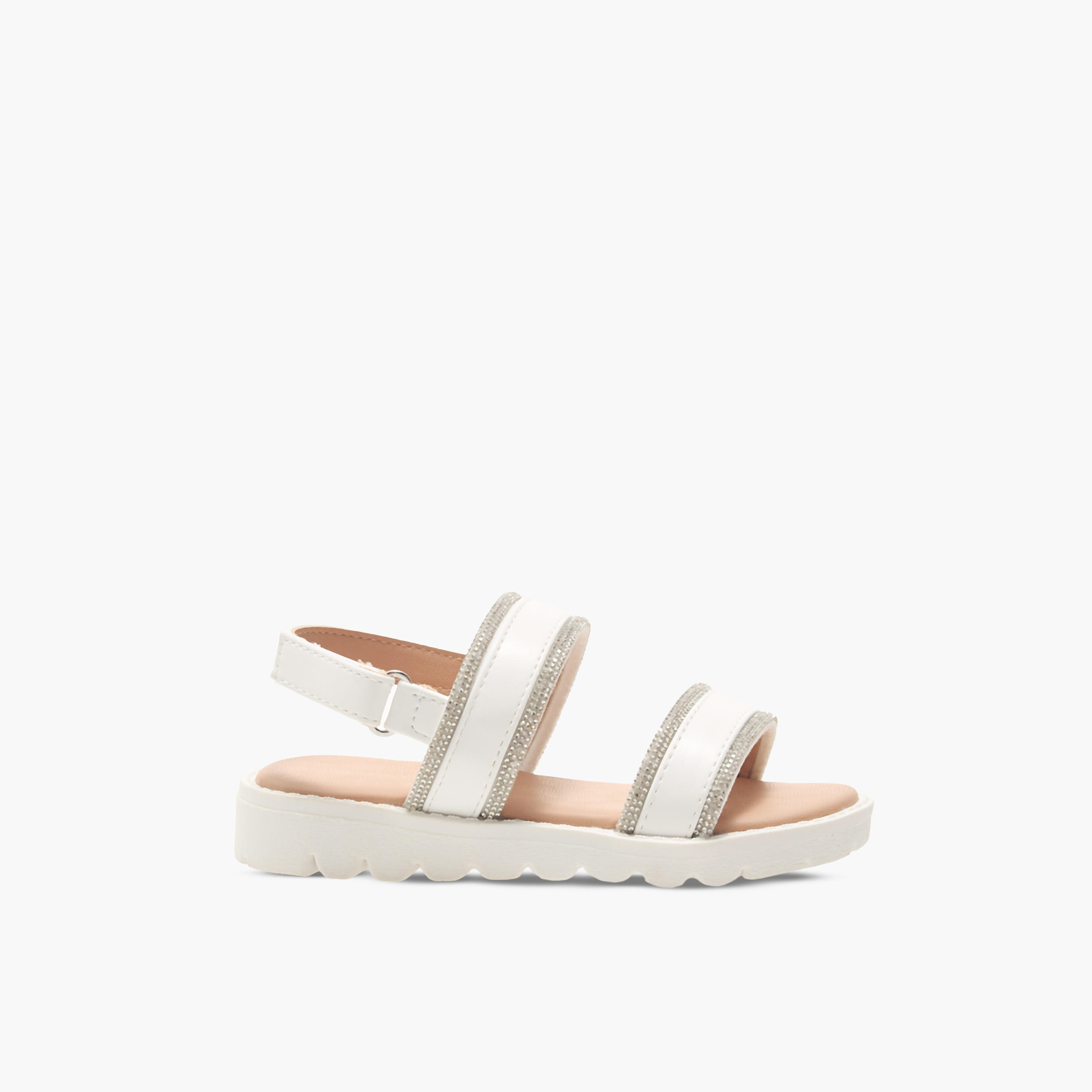 Flora Bella Embellished Strap Sandals with Hook and Loop Closure-girls-shoes-sandals-image-3
