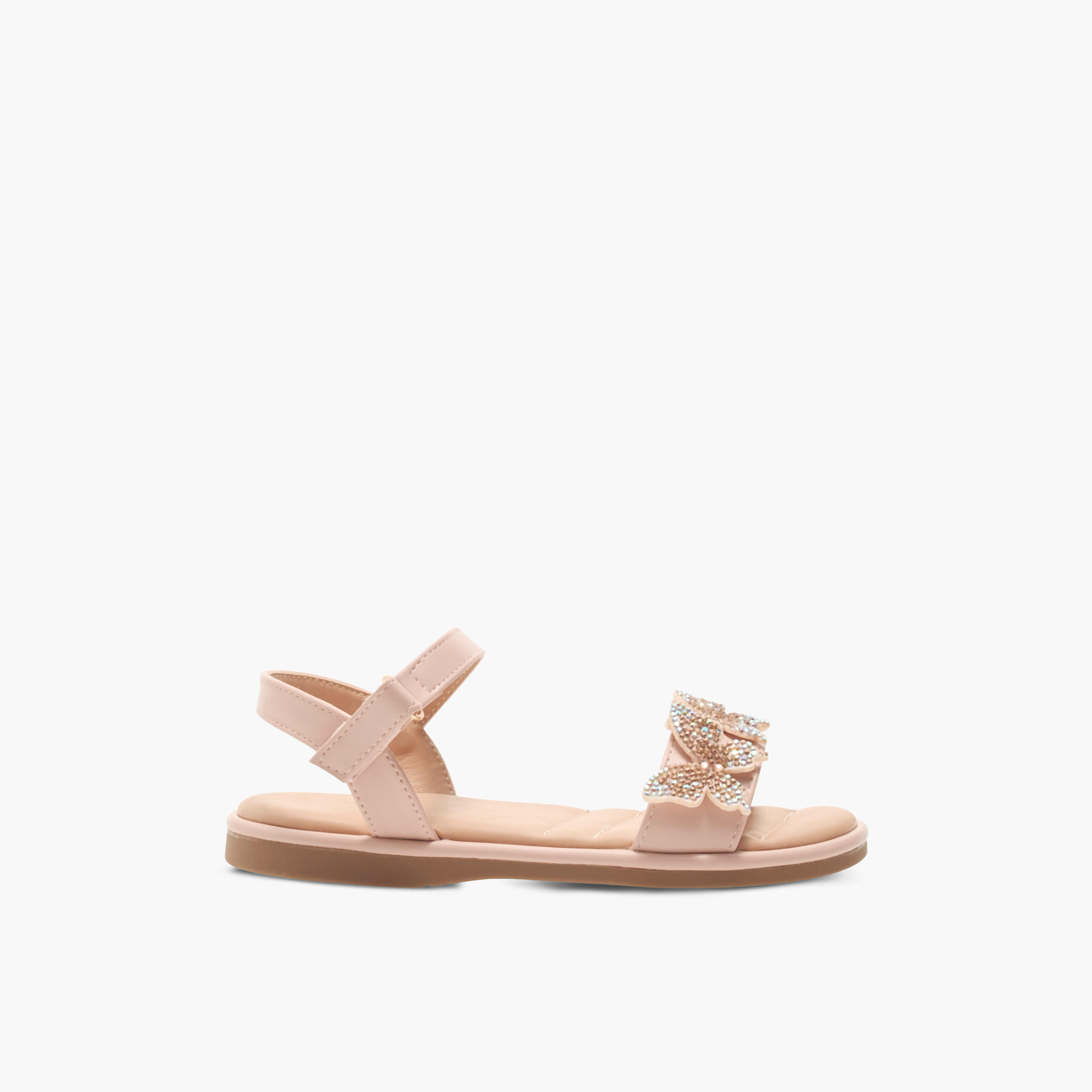 Flora Bella Butterfly Embellished Strap Sandals with Hook and Loop Closure-girls-shoes-sandals-image-2