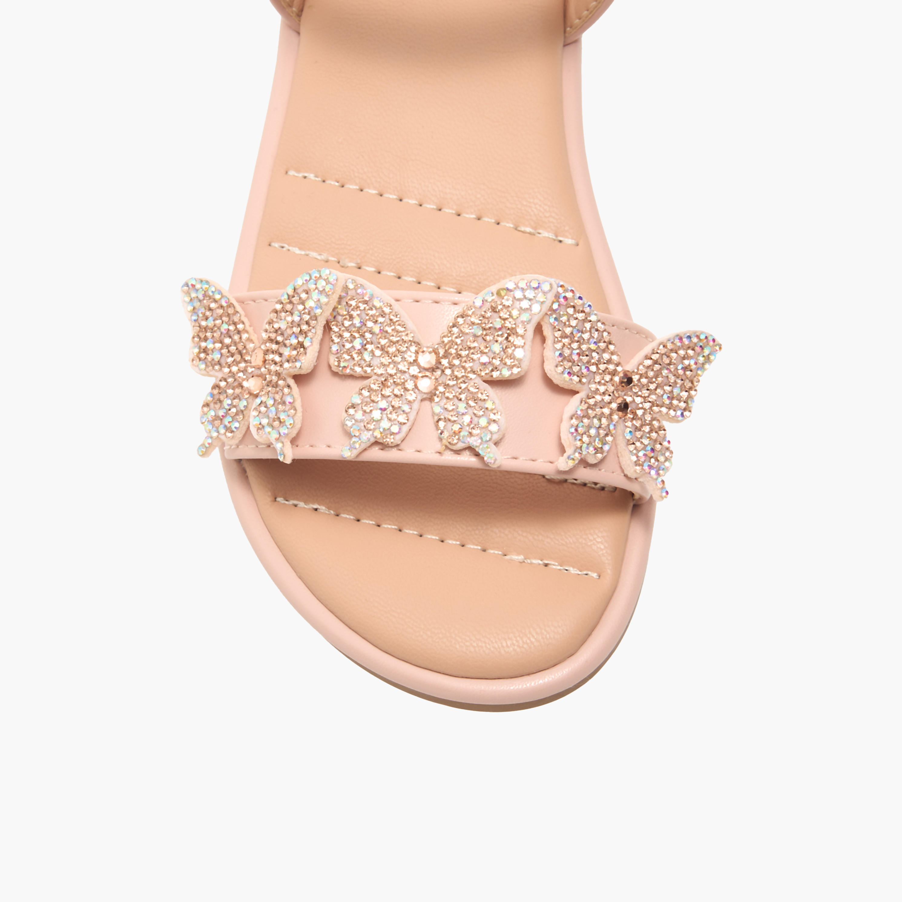 Flora Bella Butterfly Embellished Strap Sandals with Hook and Loop Closure-girls-shoes-sandals-image-3