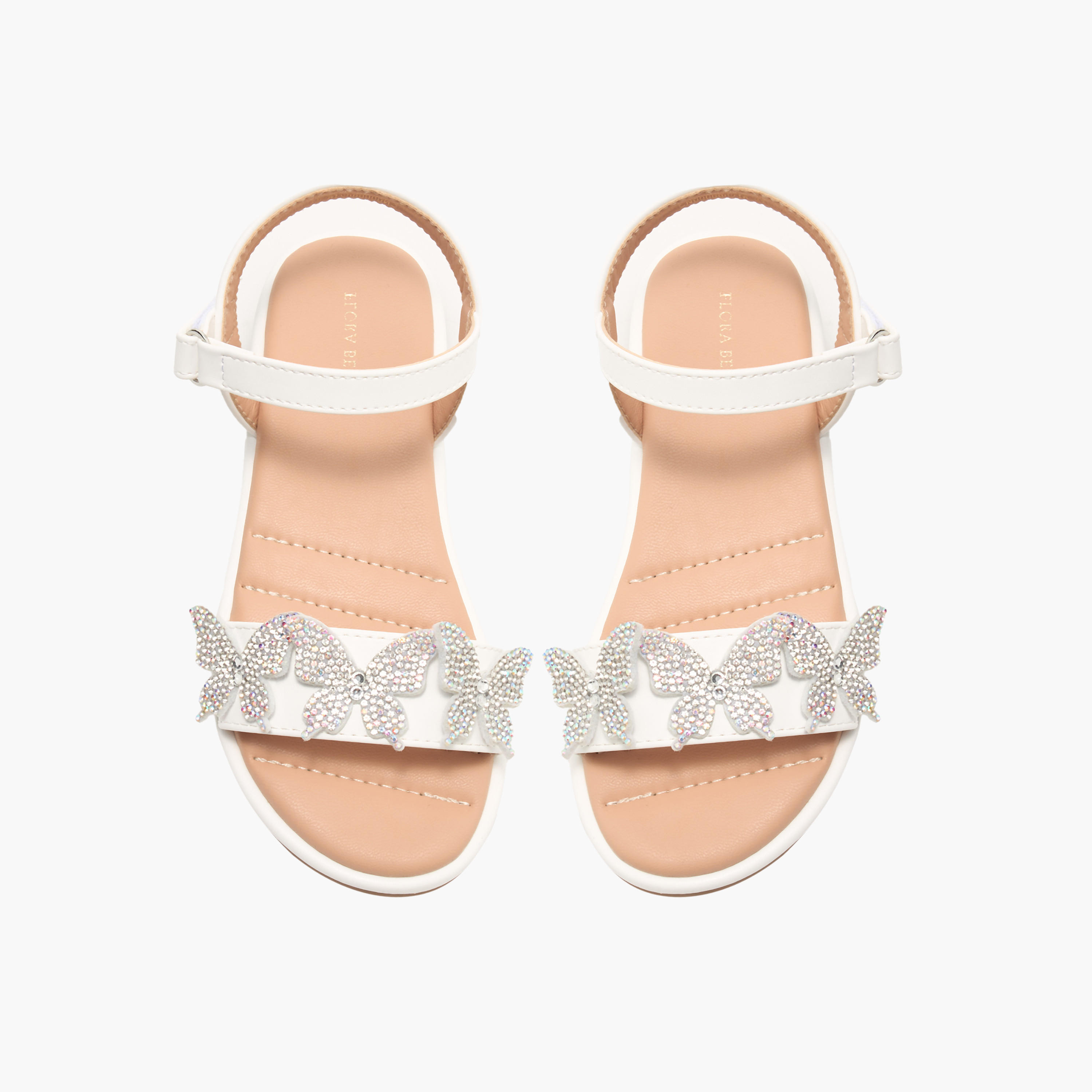 Flora Bella Butterfly Embellished Strap Sandals with Hook and Loop Closure-girls-shoes-sandals-image-1