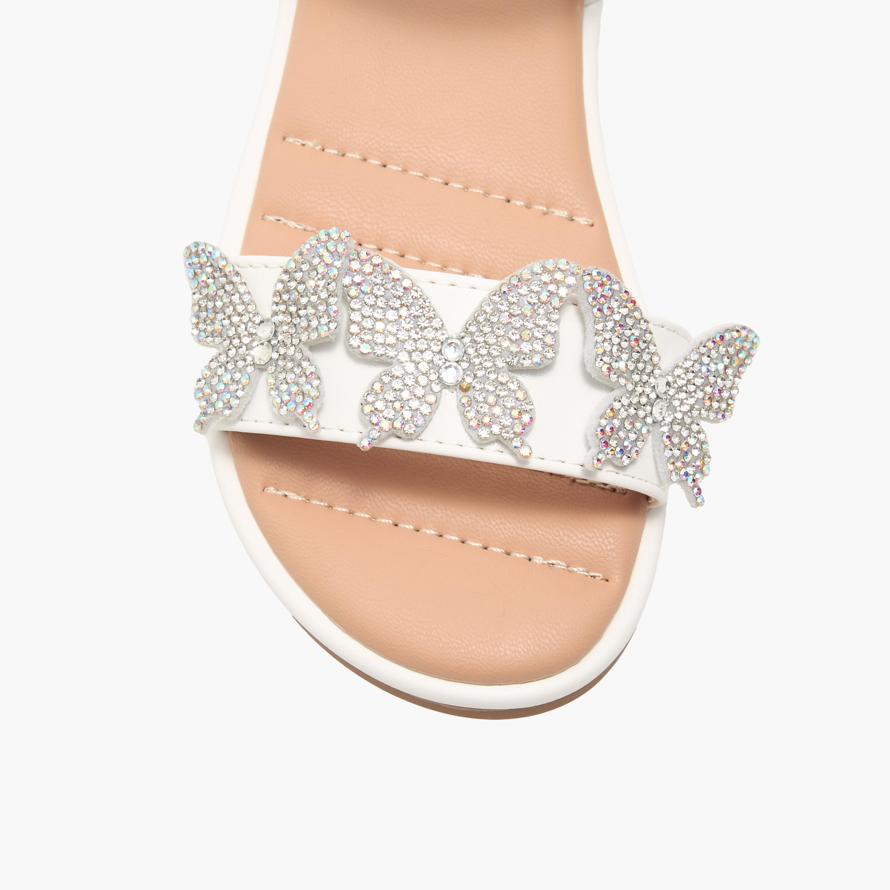 Flora Bella Butterfly Embellished Strap Sandals with Hook and Loop Closure-girls-shoes-sandals-image-3