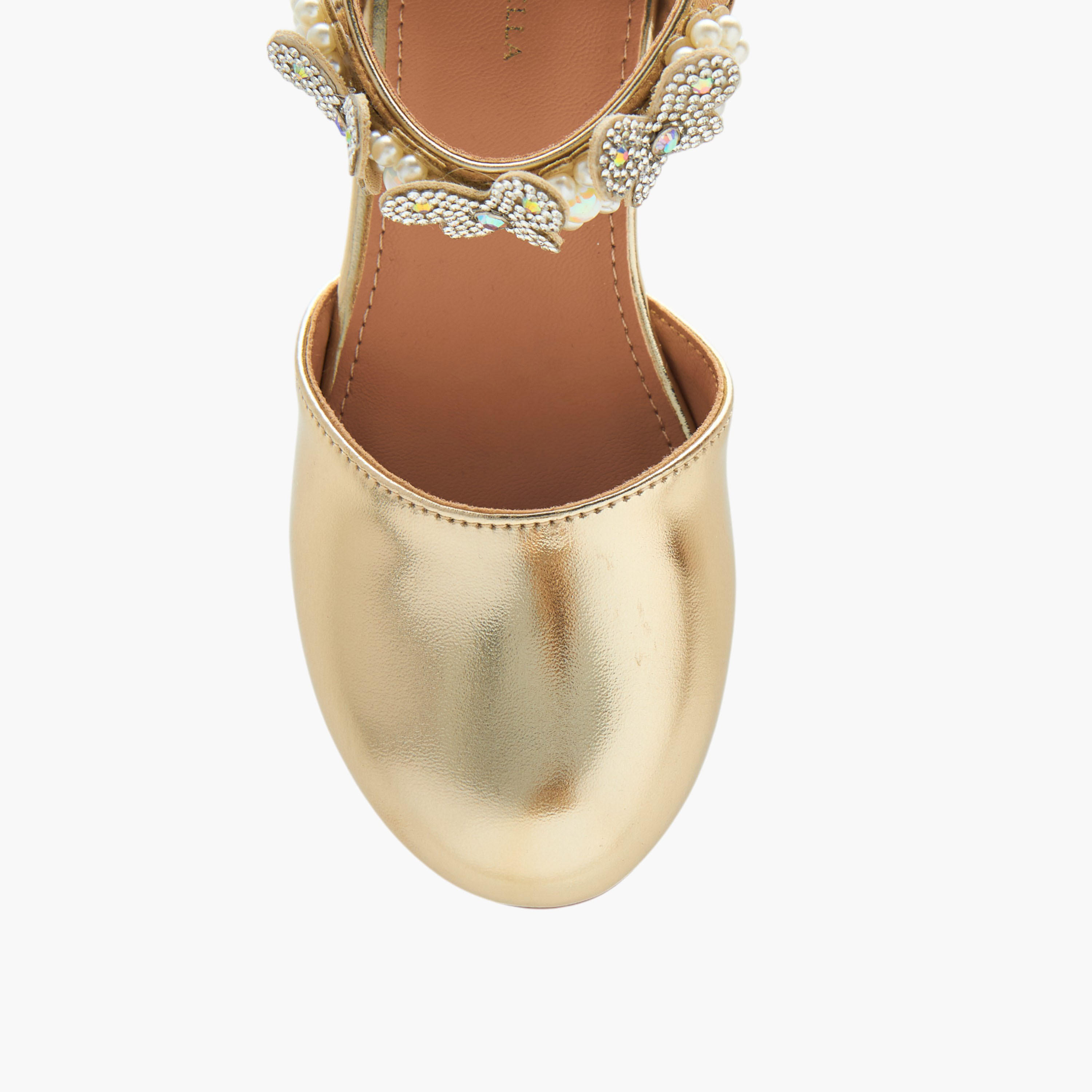 حذاء بكعب وشريط إغلاق لاصق وزينة أزهار من فلورا بيلا-girls-shoes-sandals-image-4