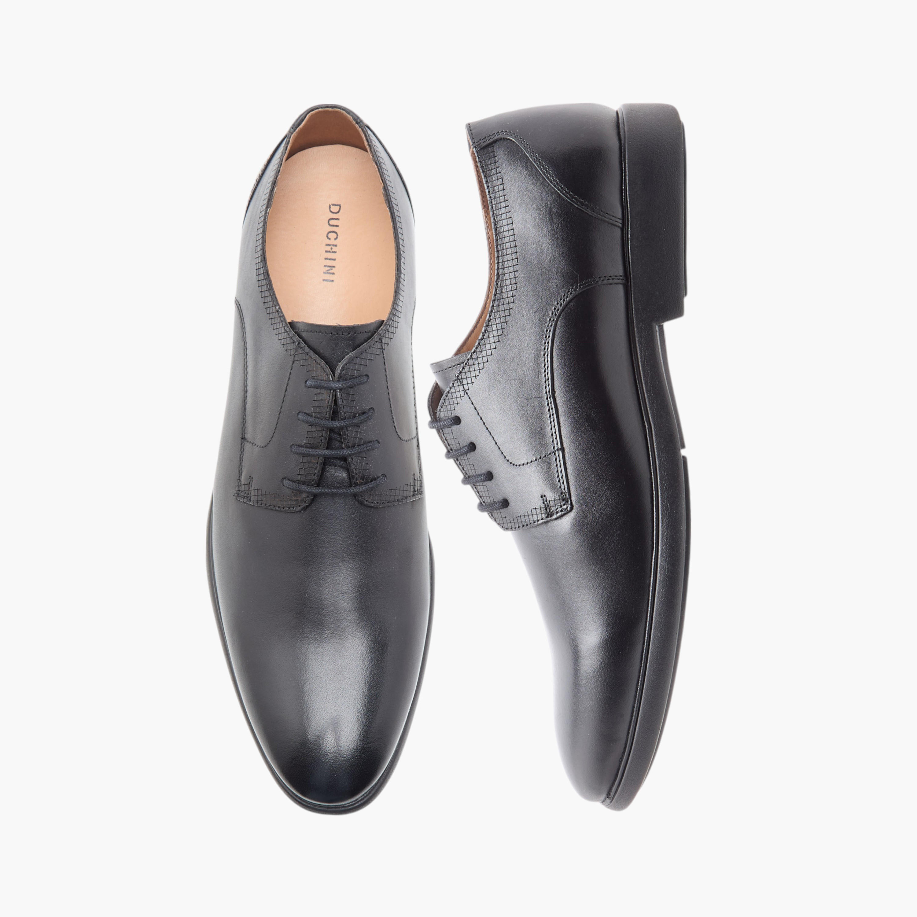 Duchini Men's Leather Solid Derby Shoes with Lace-Up Closure-men-shoes-formalshoes-image-1