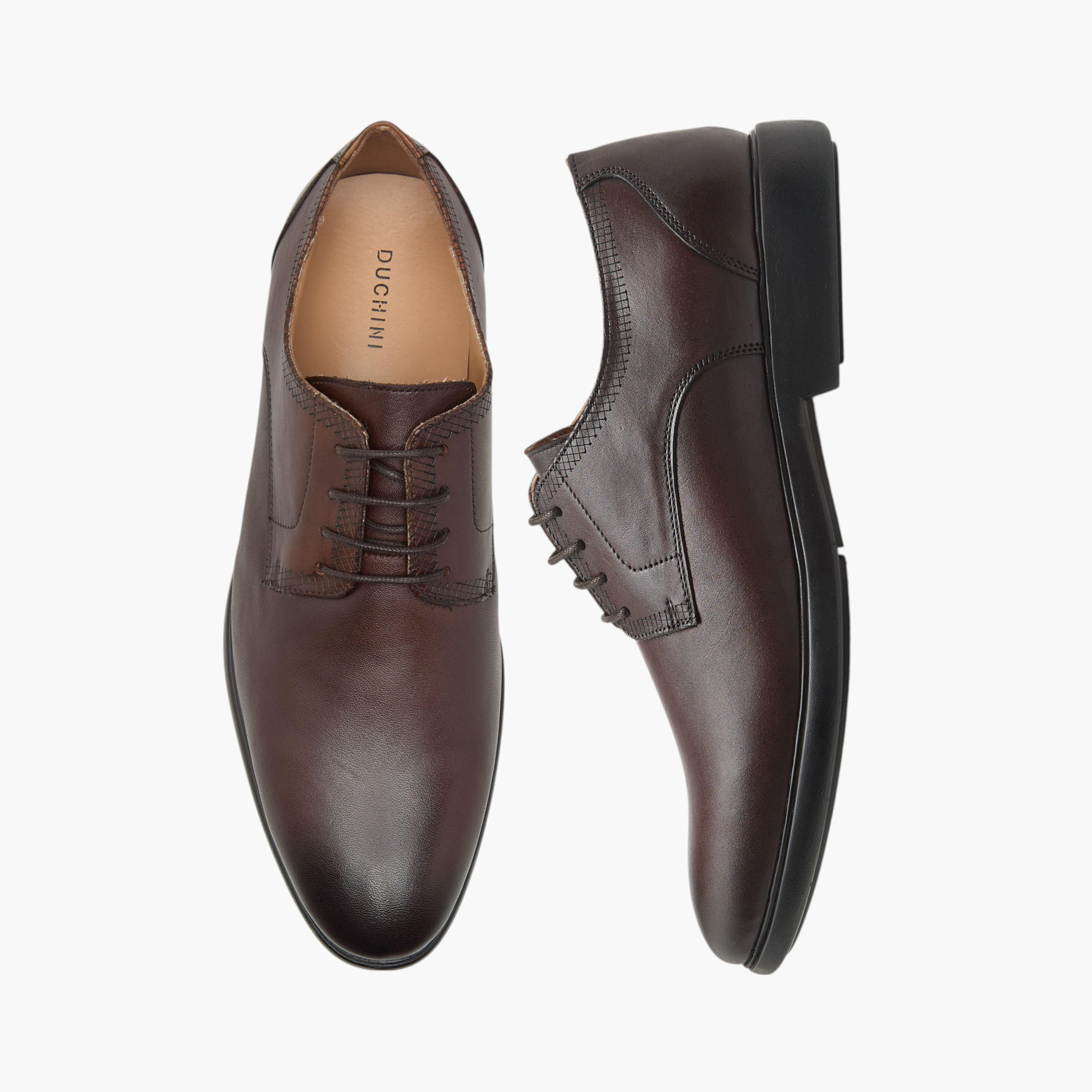 Duchini Men's Leather Solid Derby Shoes with Lace-Up Closure-men-shoes-formalshoes-image-1
