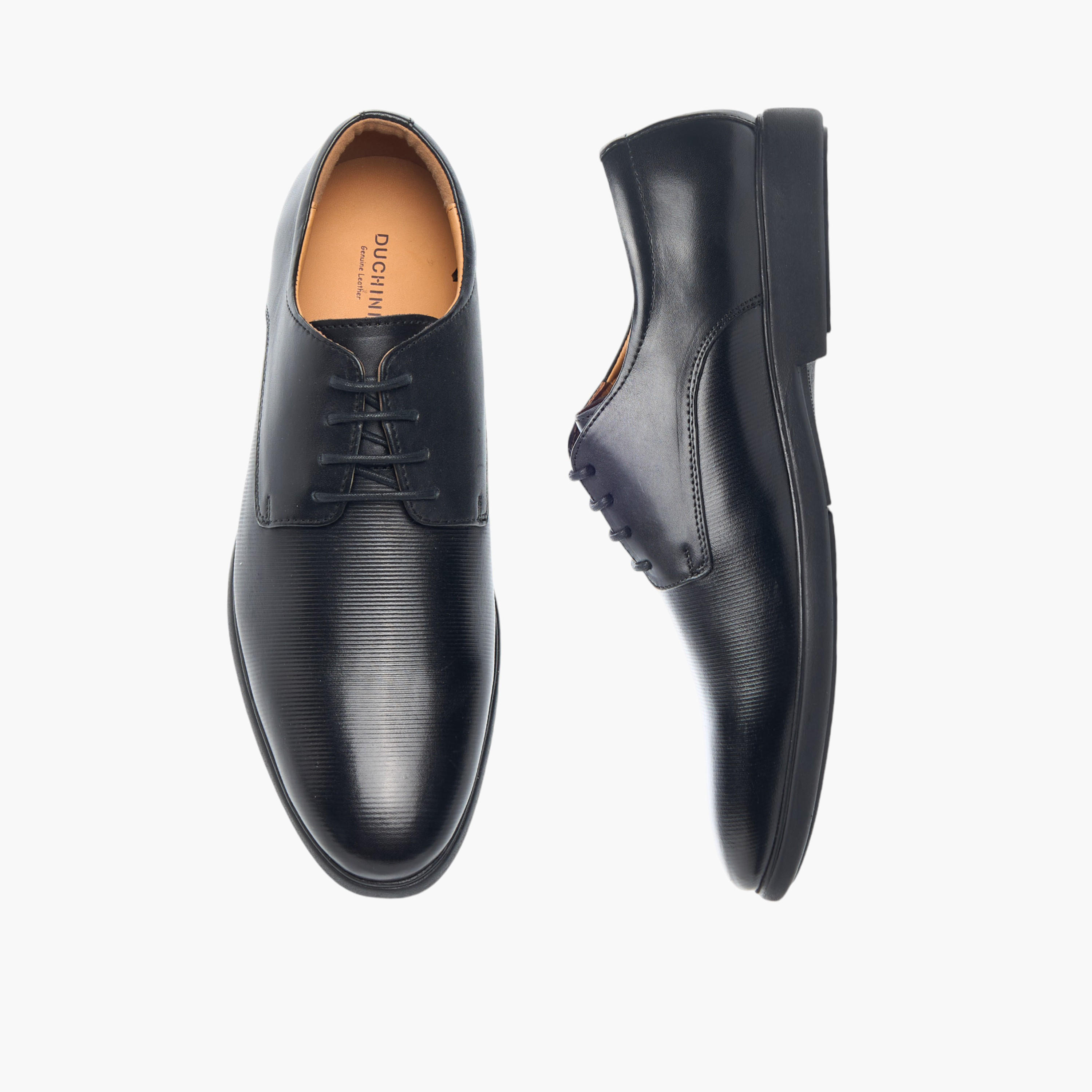 Duchini Men's Leather Textured Lace-Up Derby Shoes-men-shoes-formalshoes-image-1