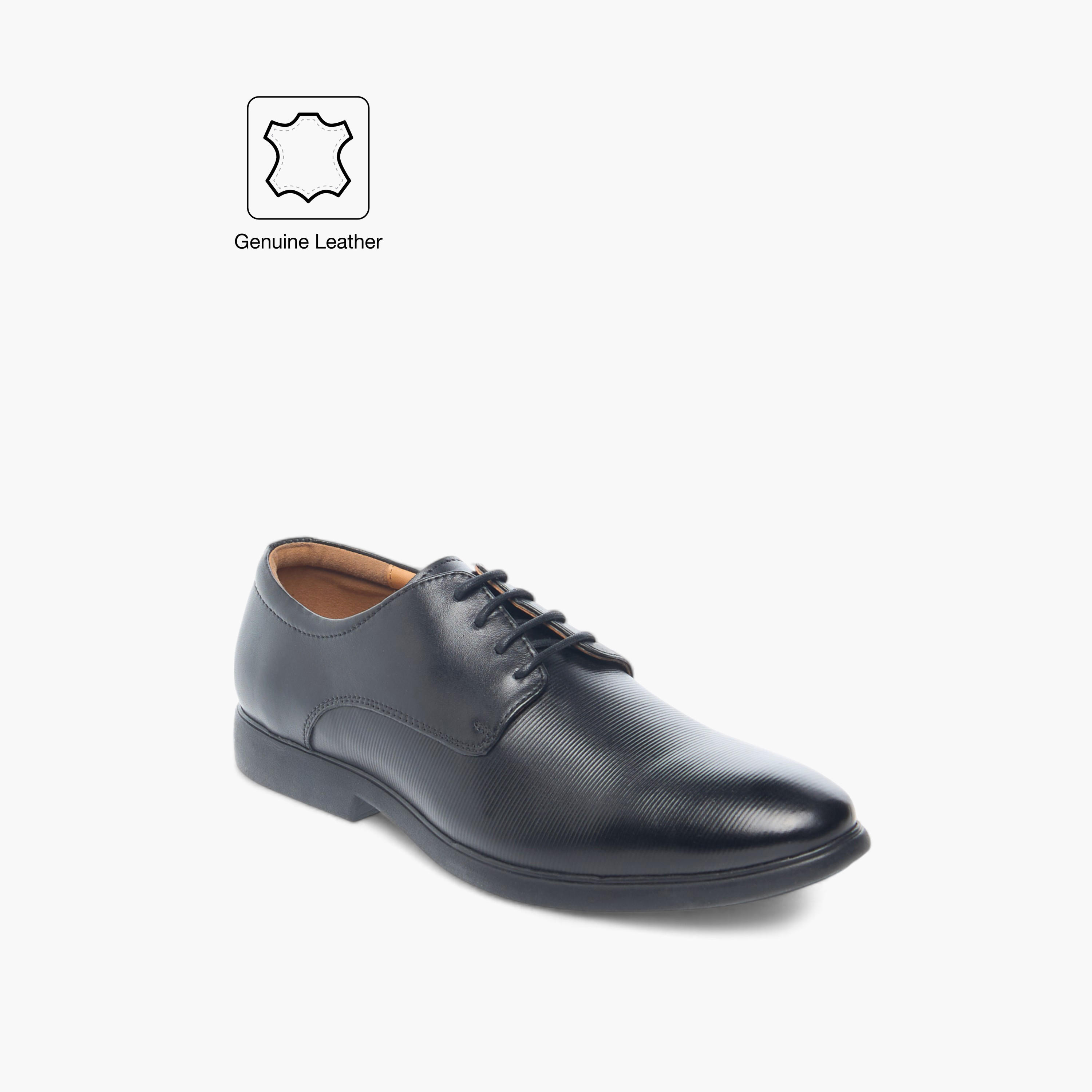 Duchini Men's Leather Textured Lace-Up Derby Shoes-men-shoes-formalshoes-image-2