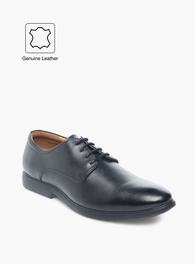 Duchini Men's Leather Textured Lace-Up Derby Shoes-men-shoes-formalshoes-image-2