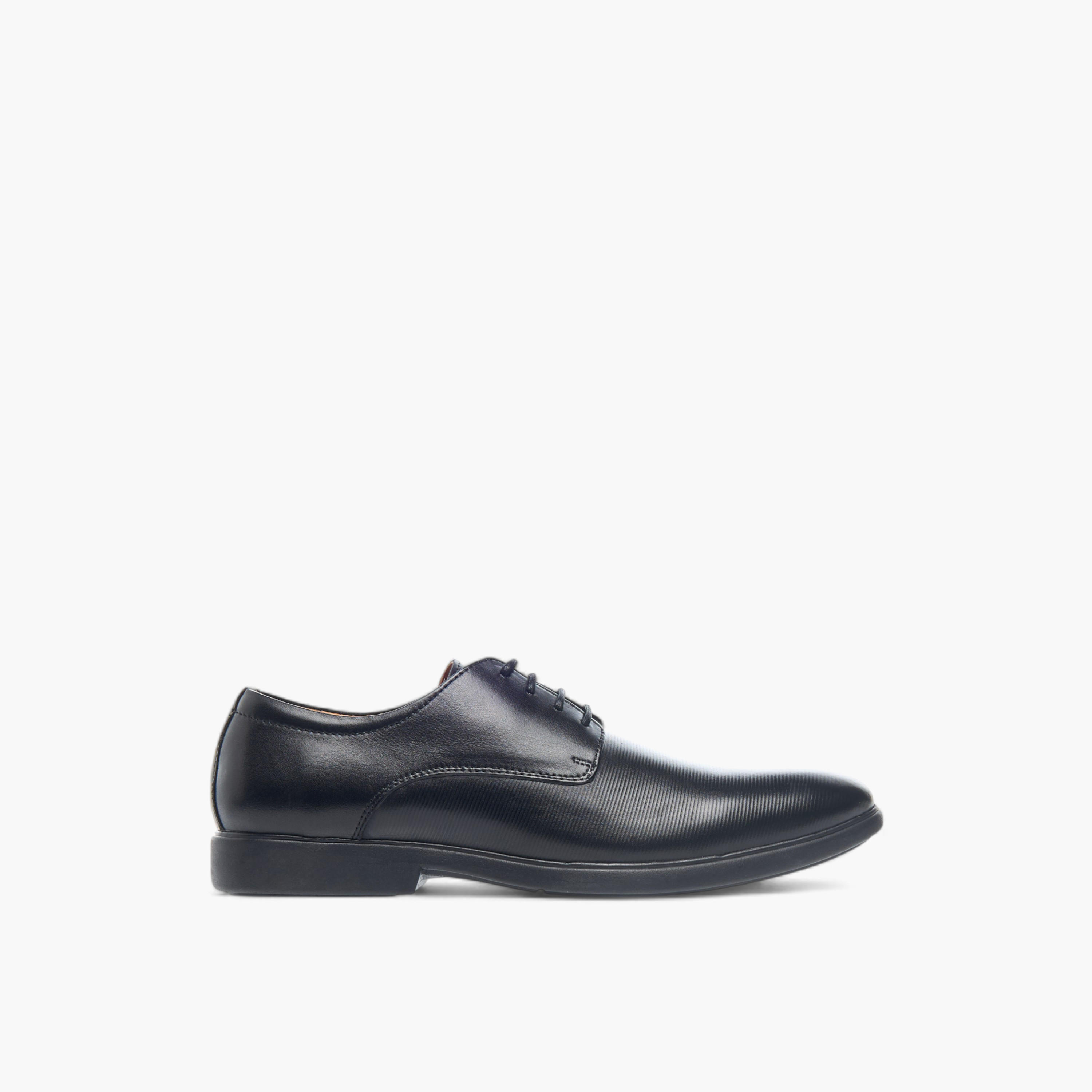 Duchini Men's Leather Textured Lace-Up Derby Shoes-men-shoes-formalshoes-image-3