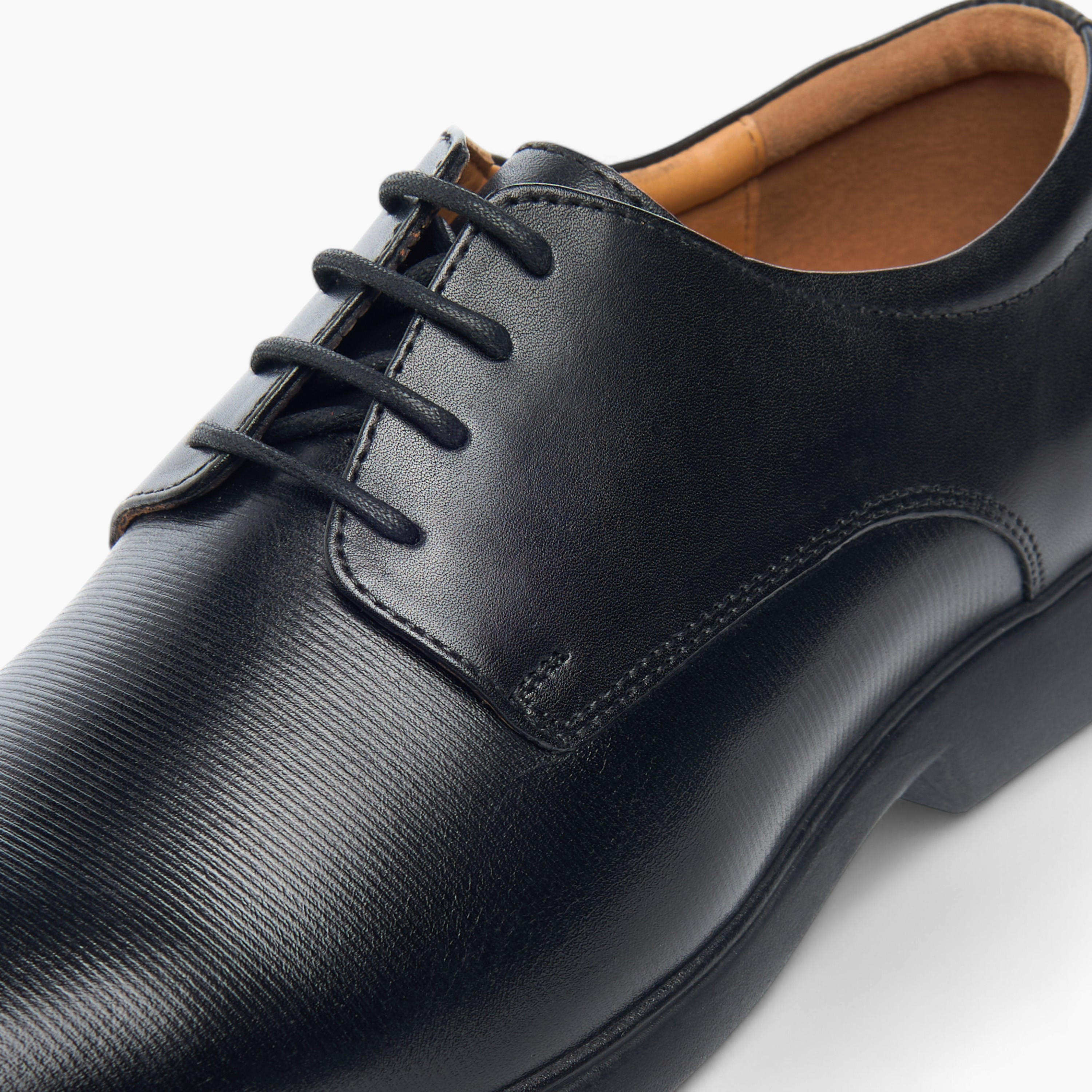 Duchini Men's Leather Textured Lace-Up Derby Shoes-men-shoes-formalshoes-image-4