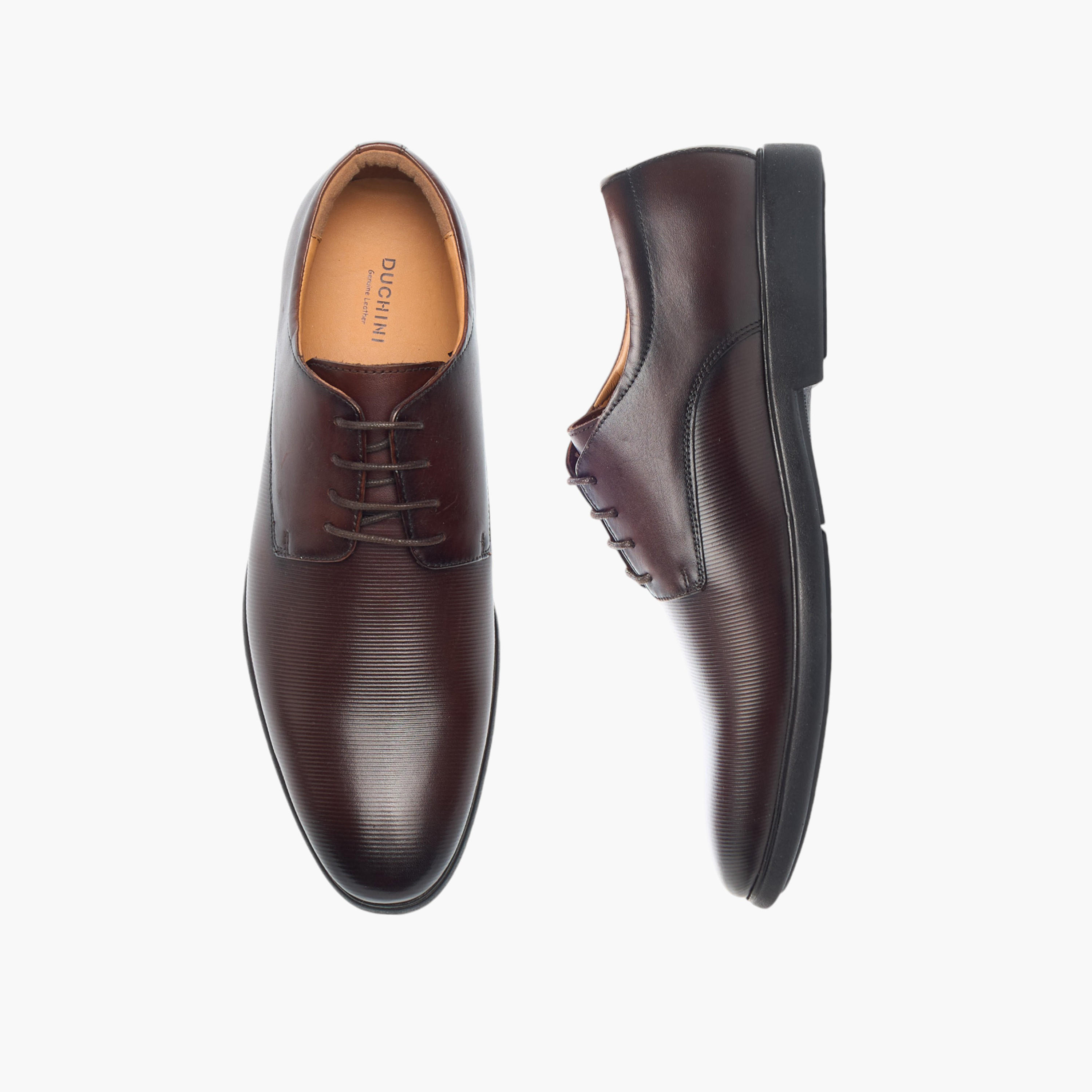 Duchini Men's Leather Textured Lace-Up Derby Shoes-men-shoes-formalshoes-image-1