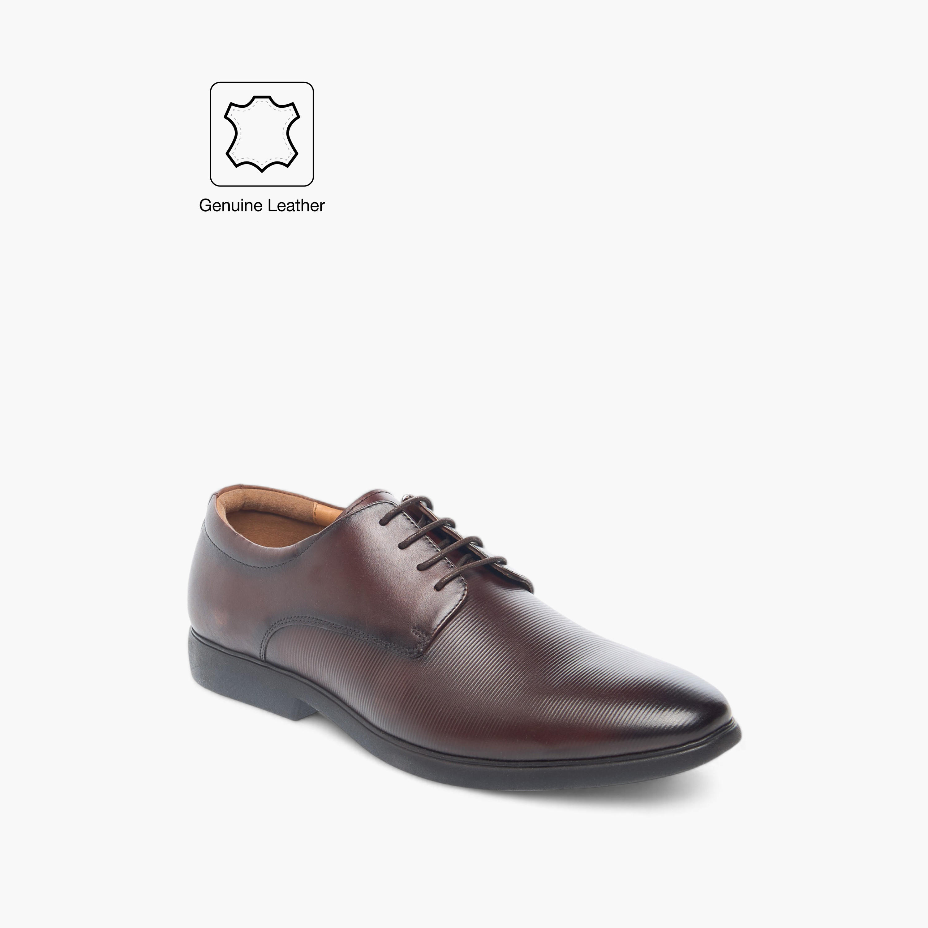 Duchini Men's Leather Textured Lace-Up Derby Shoes-men-shoes-formalshoes-image-2