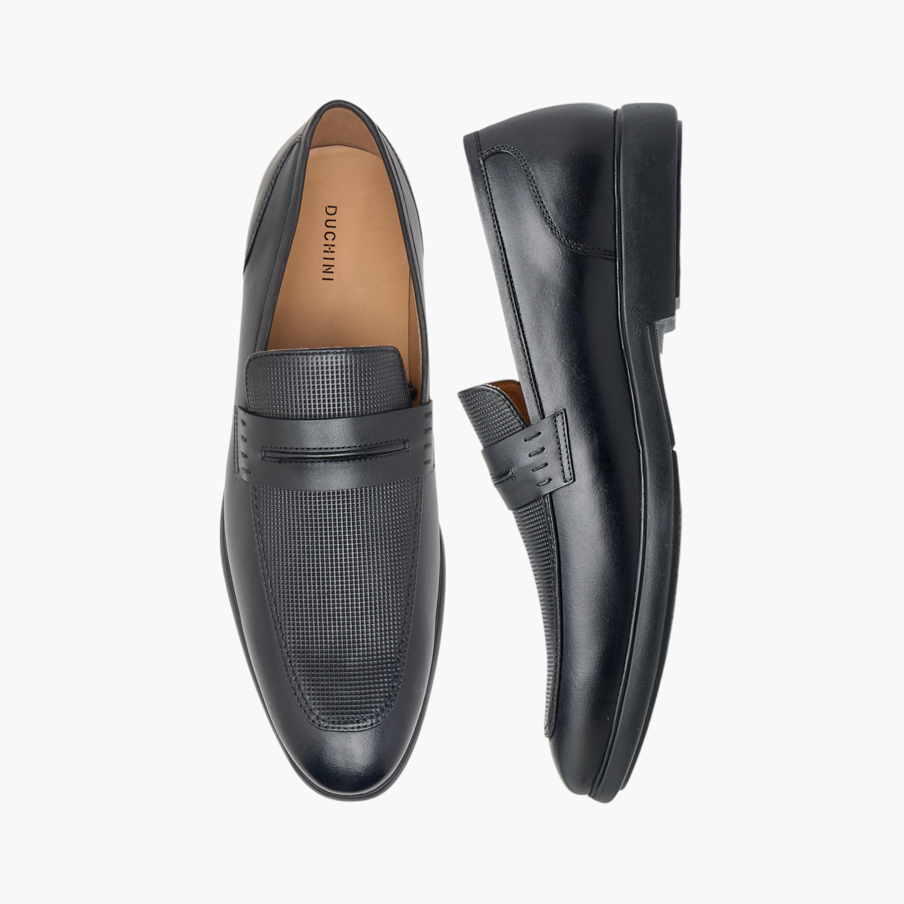 Duchini Men's Leather Textured Slip-On Loafers-men-shoes-formalshoes-image-1