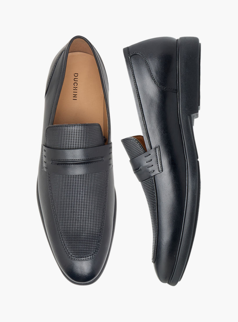 Duchini Men's Leather Textured Slip-On Loafers-men-shoes-formalshoes-image-1