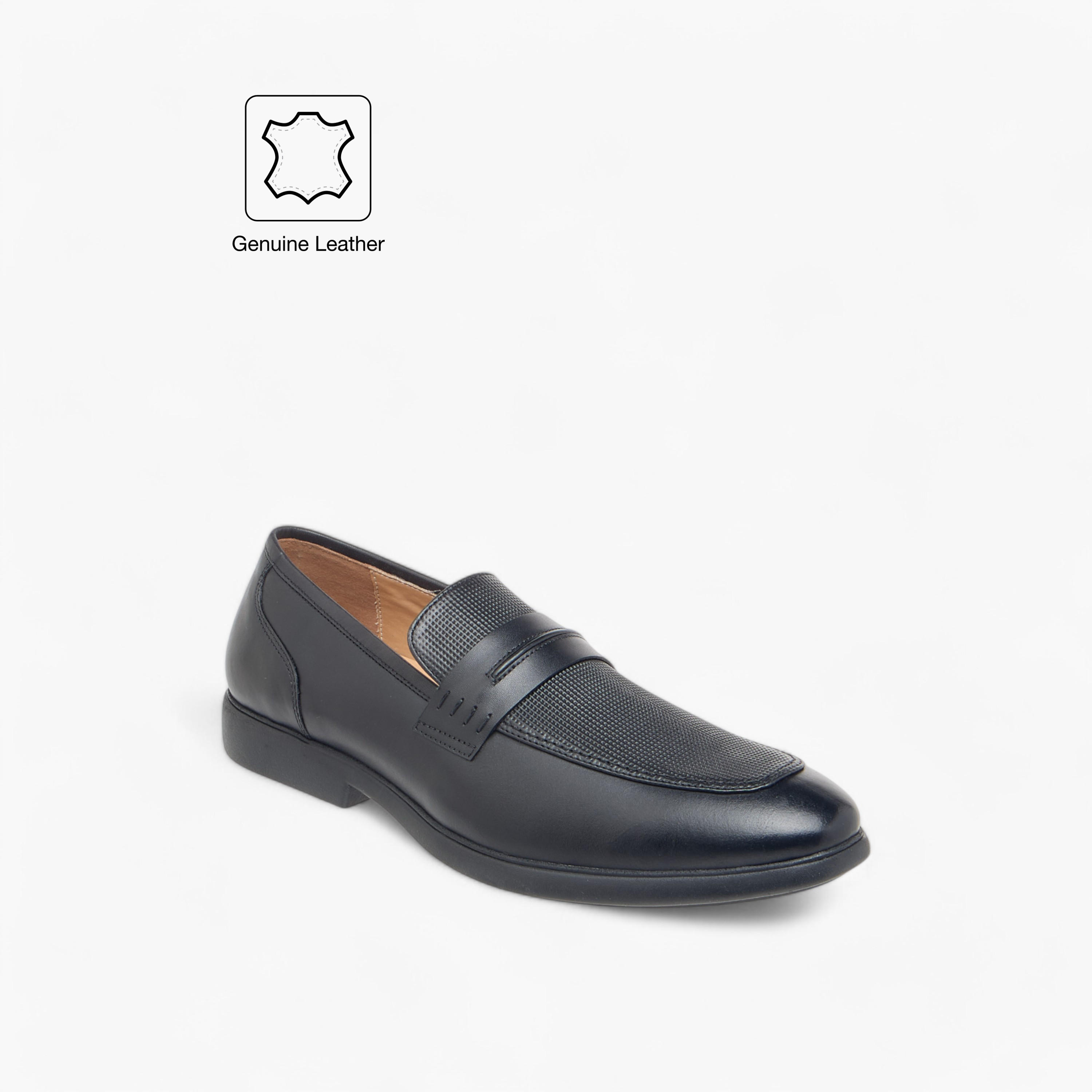 Duchini Men's Leather Textured Slip-On Loafers-men-shoes-formalshoes-image-2