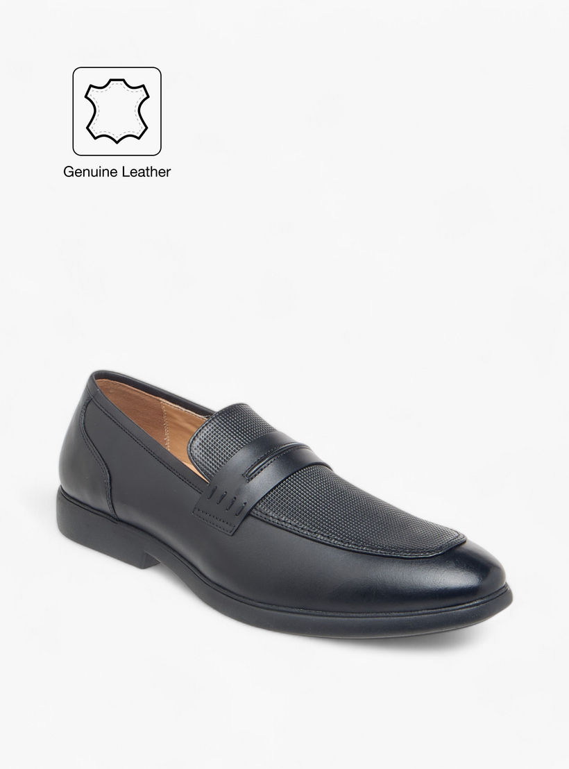 Duchini Men's Leather Textured Slip-On Loafers-men-shoes-formalshoes-image-2