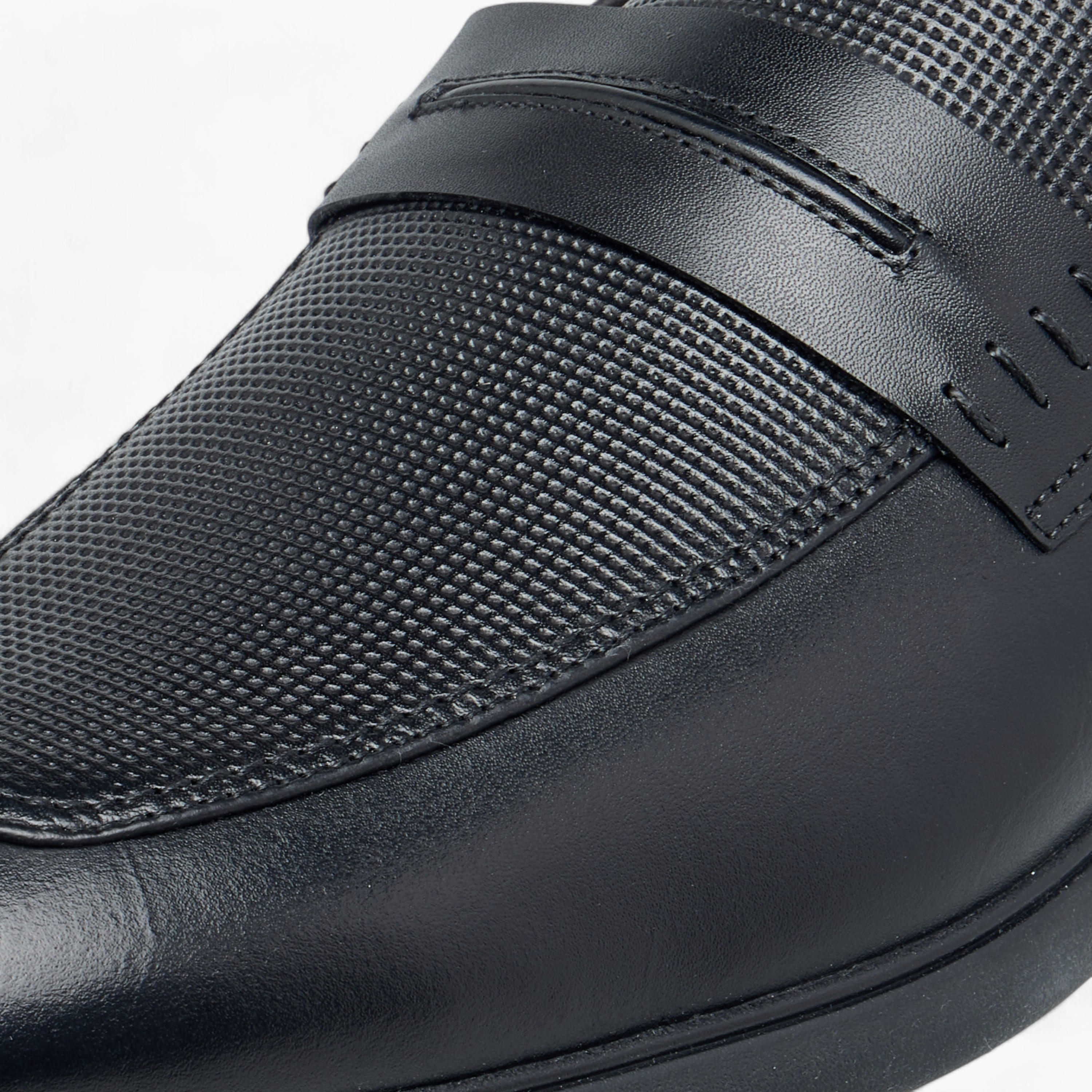 Duchini Men's Leather Textured Slip-On Loafers-men-shoes-formalshoes-image-4