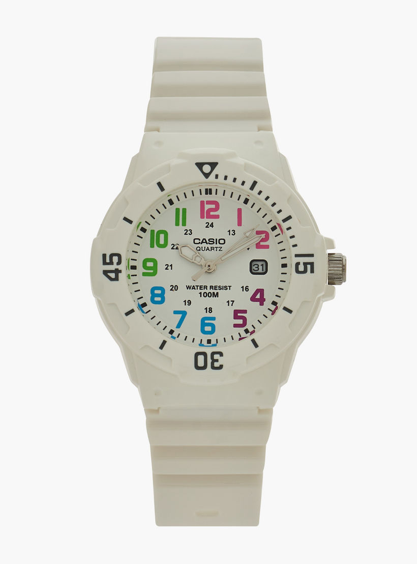 ساعة تناظرية بيضاء بسوار من الراتنج للنساء من كاسيو LRW-200H-7BVDF-women-watchesandjewellery-watches-image-1