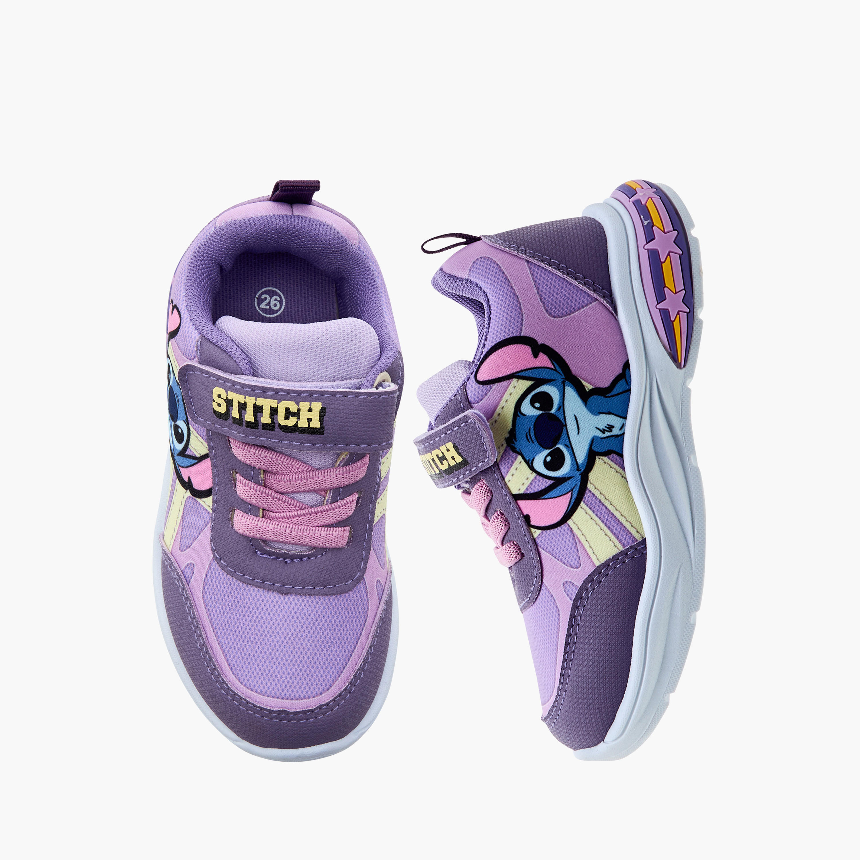 Disney Stitch Print Light-Up Sneakers with Hook and Loop Closure-girls-shoes-sneakers-image-1