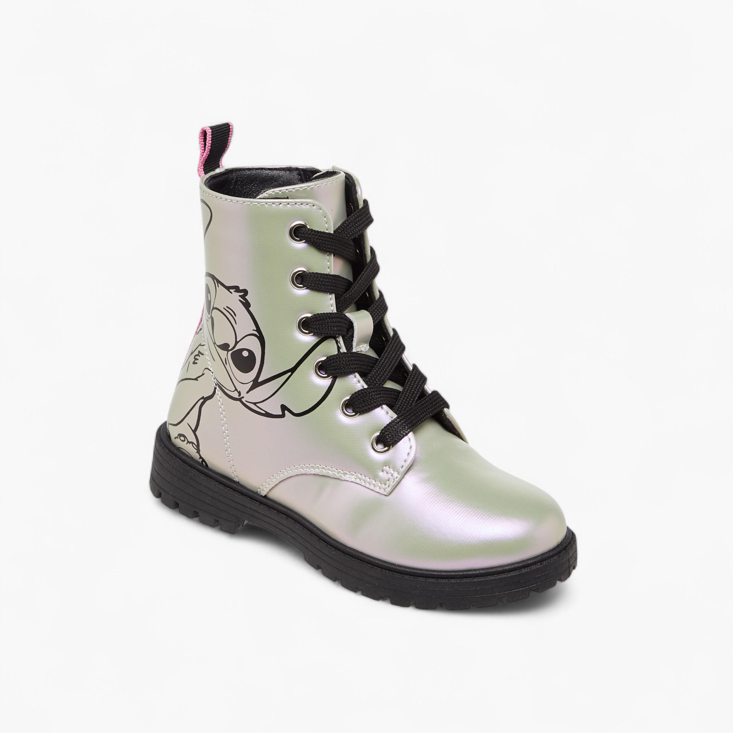 Disney Stitch Print Boots with Zip Closure and Pull Tab-girls-shoes-boots-image-2
