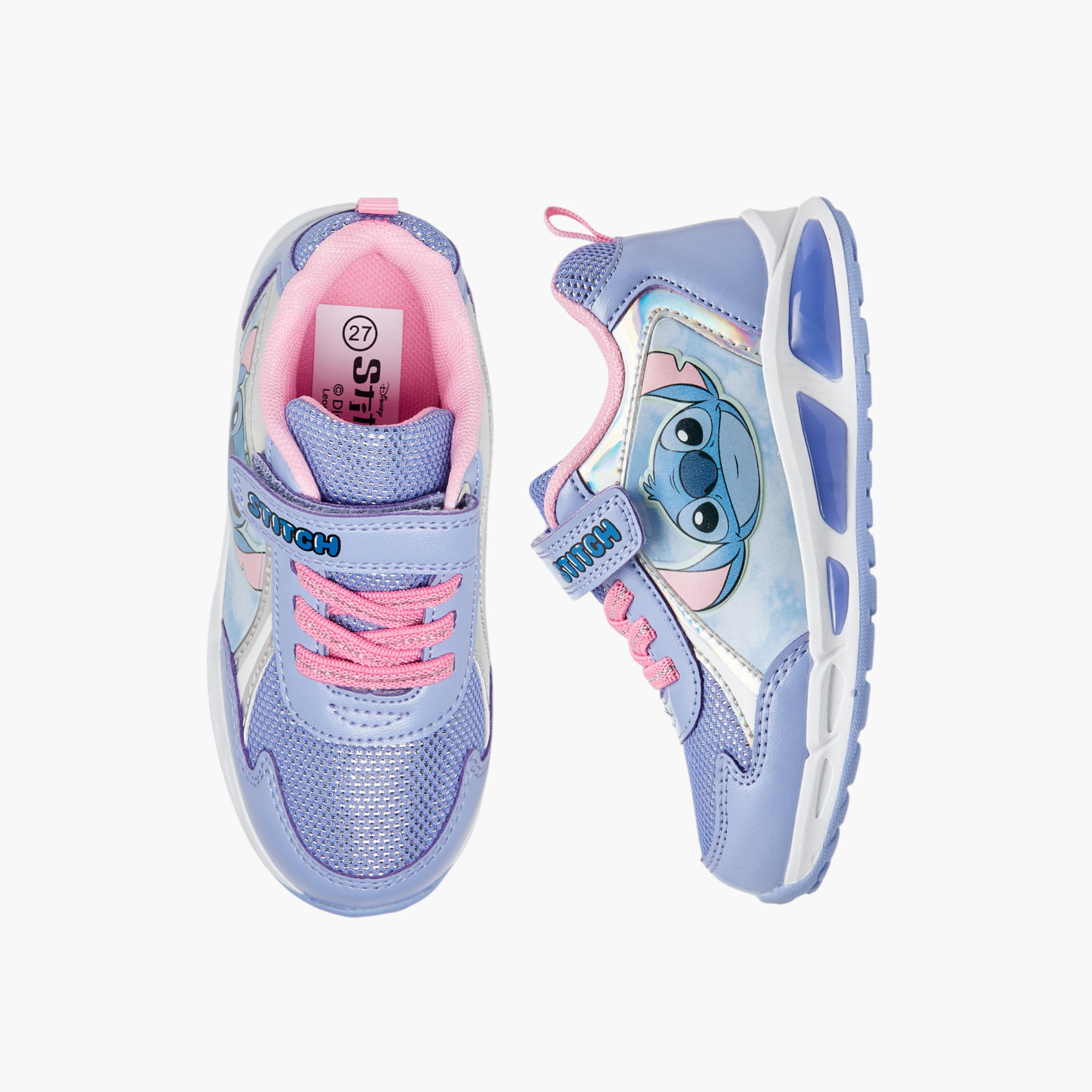 Disney Stitch Print Light-Up Sneakers with Hook and Loop Closure-girls-shoes-sneakers-image-1