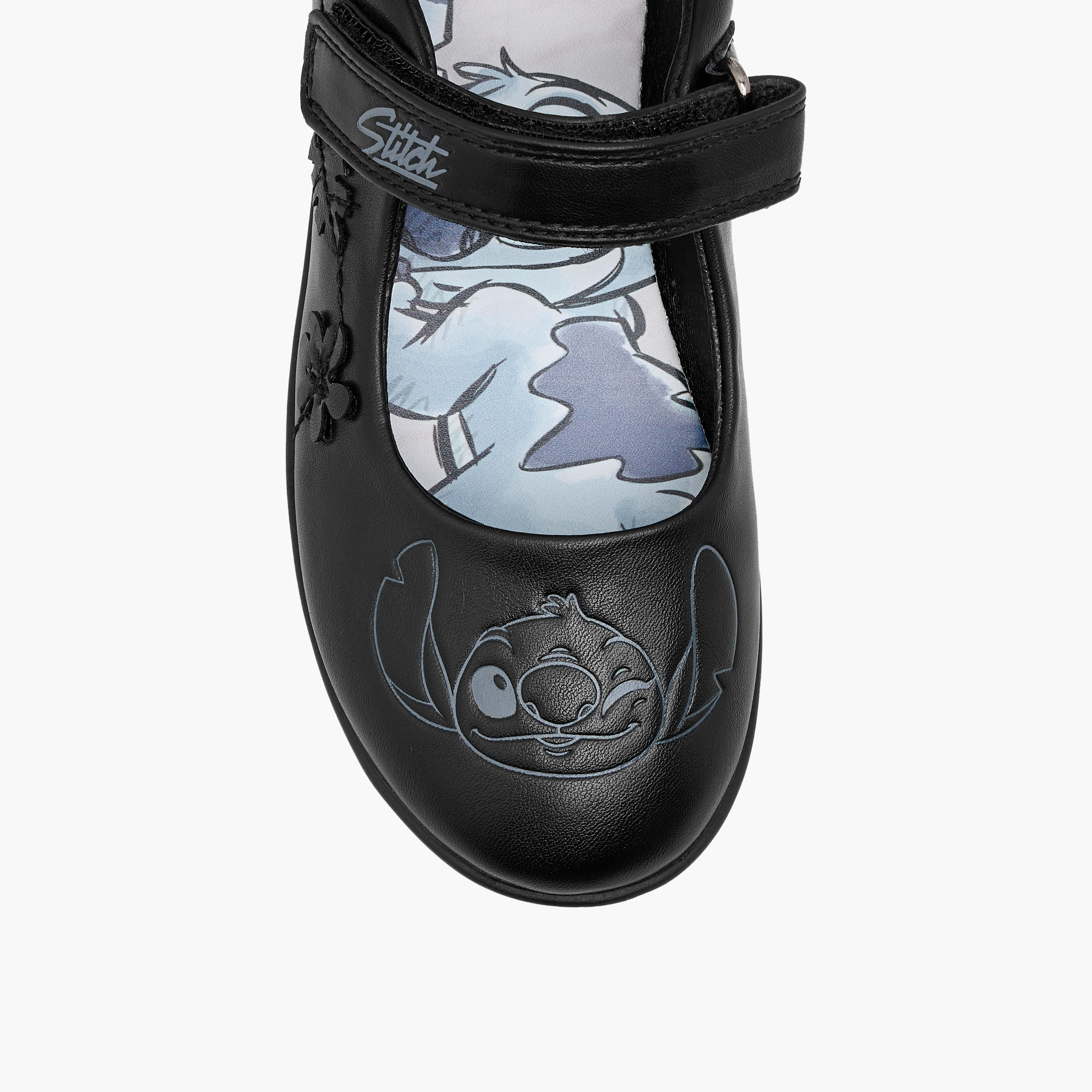 Disney Stitch Embossed Mary Jane School Shoes with Hook and Loop Closure-girls-shoes-maryjanes-image-4