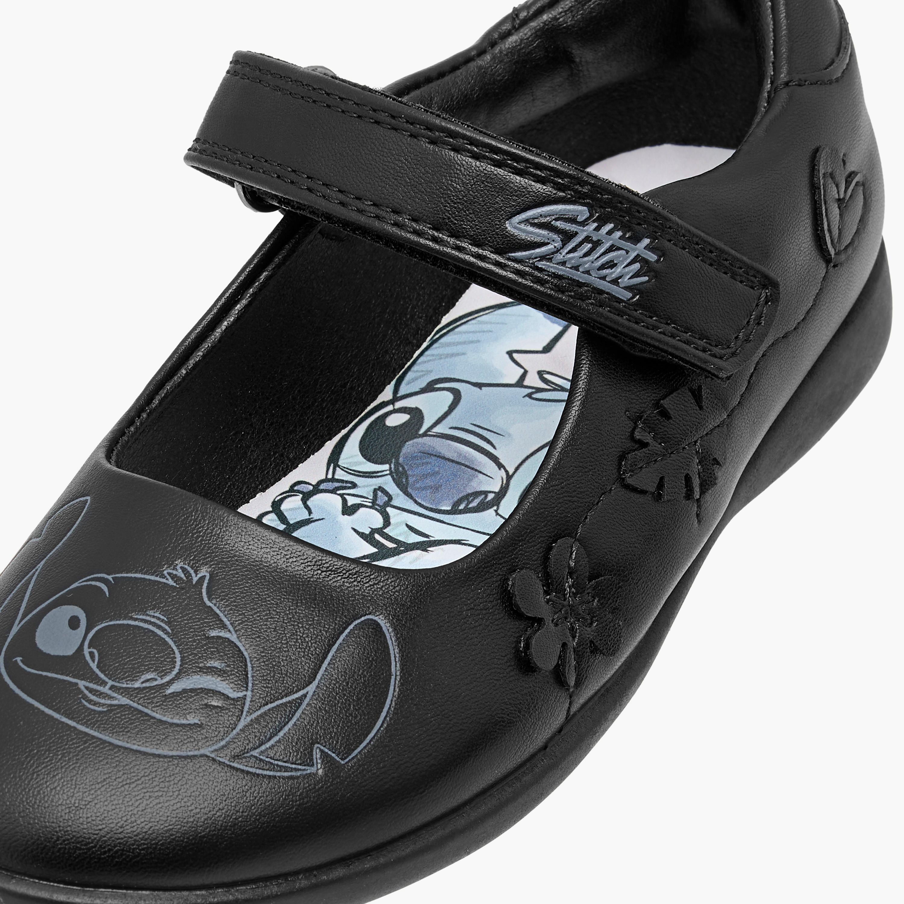 Disney Stitch Embossed Mary Jane School Shoes with Hook and Loop Closure-girls-shoes-maryjanes-image-6