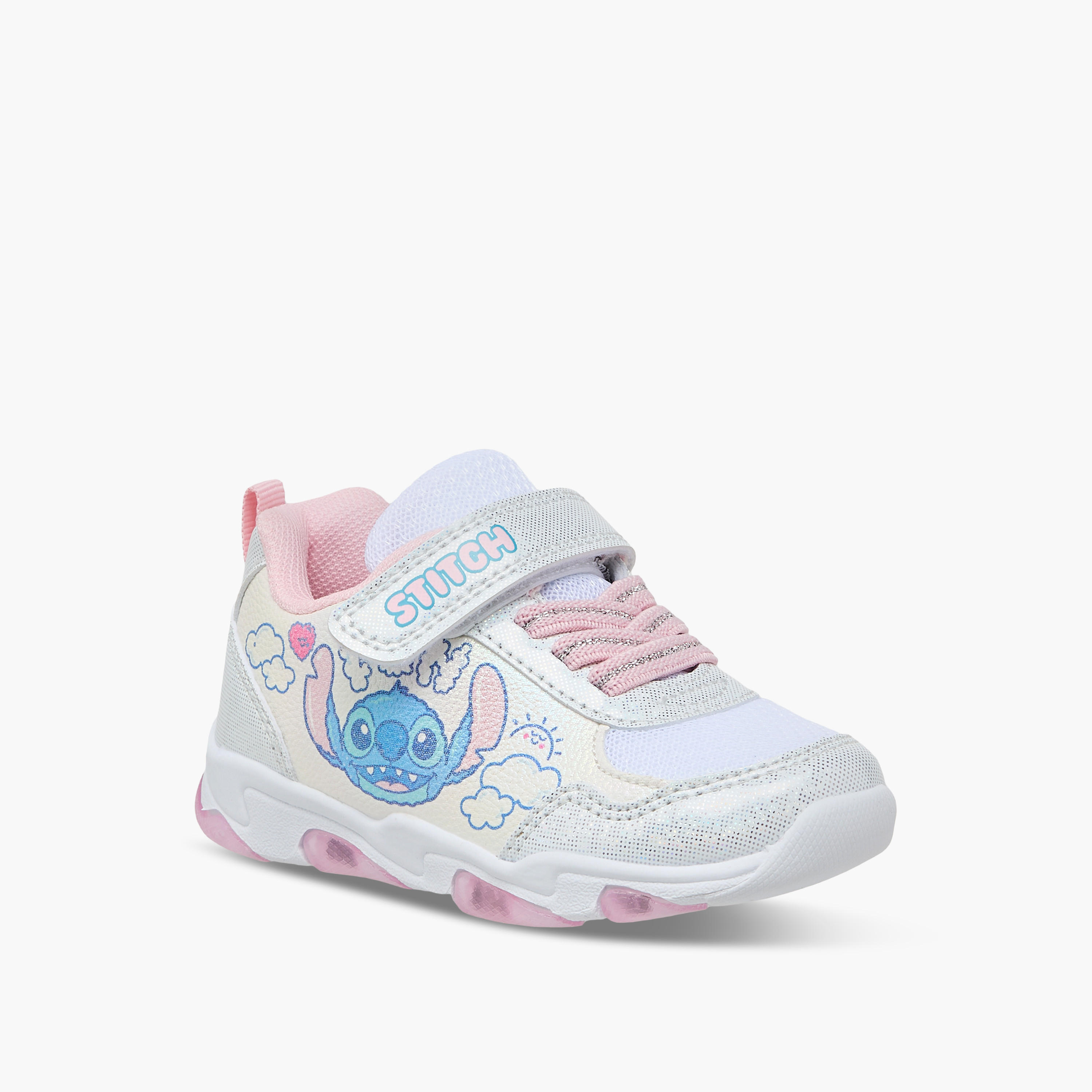Disney Stitch Print Light-Up Sneakers with Hook and Loop Closure-girls-shoes-sneakers-image-2