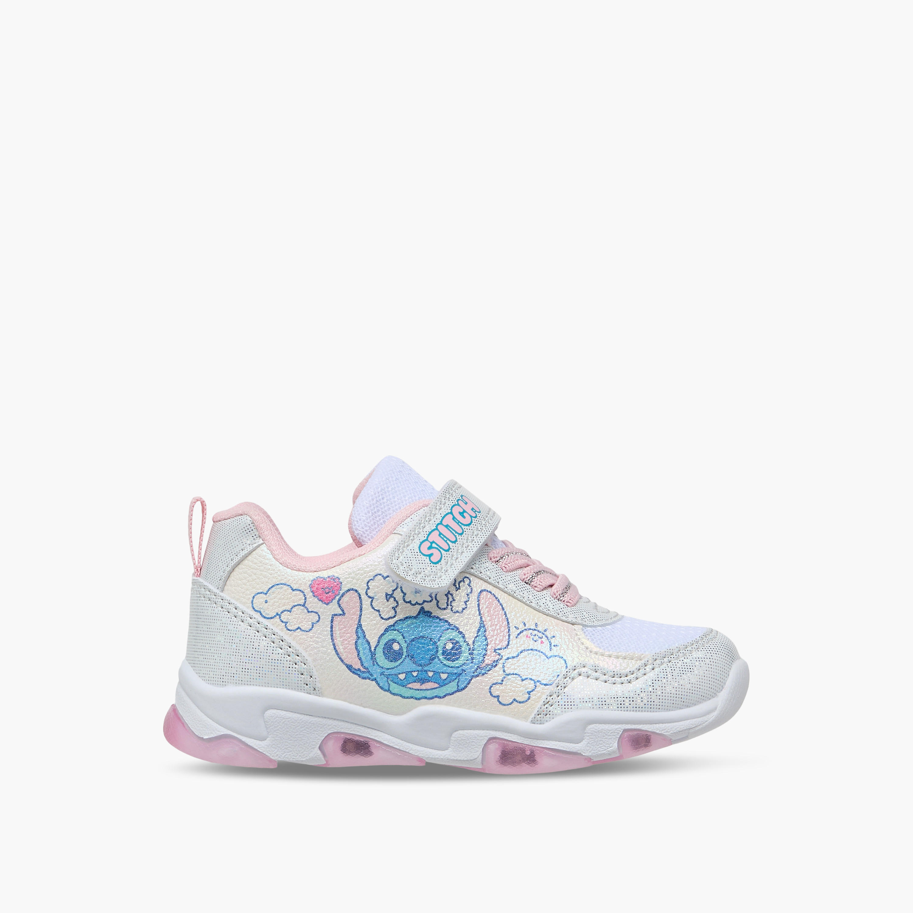 Disney Stitch Print Light-Up Sneakers with Hook and Loop Closure-girls-shoes-sneakers-image-3